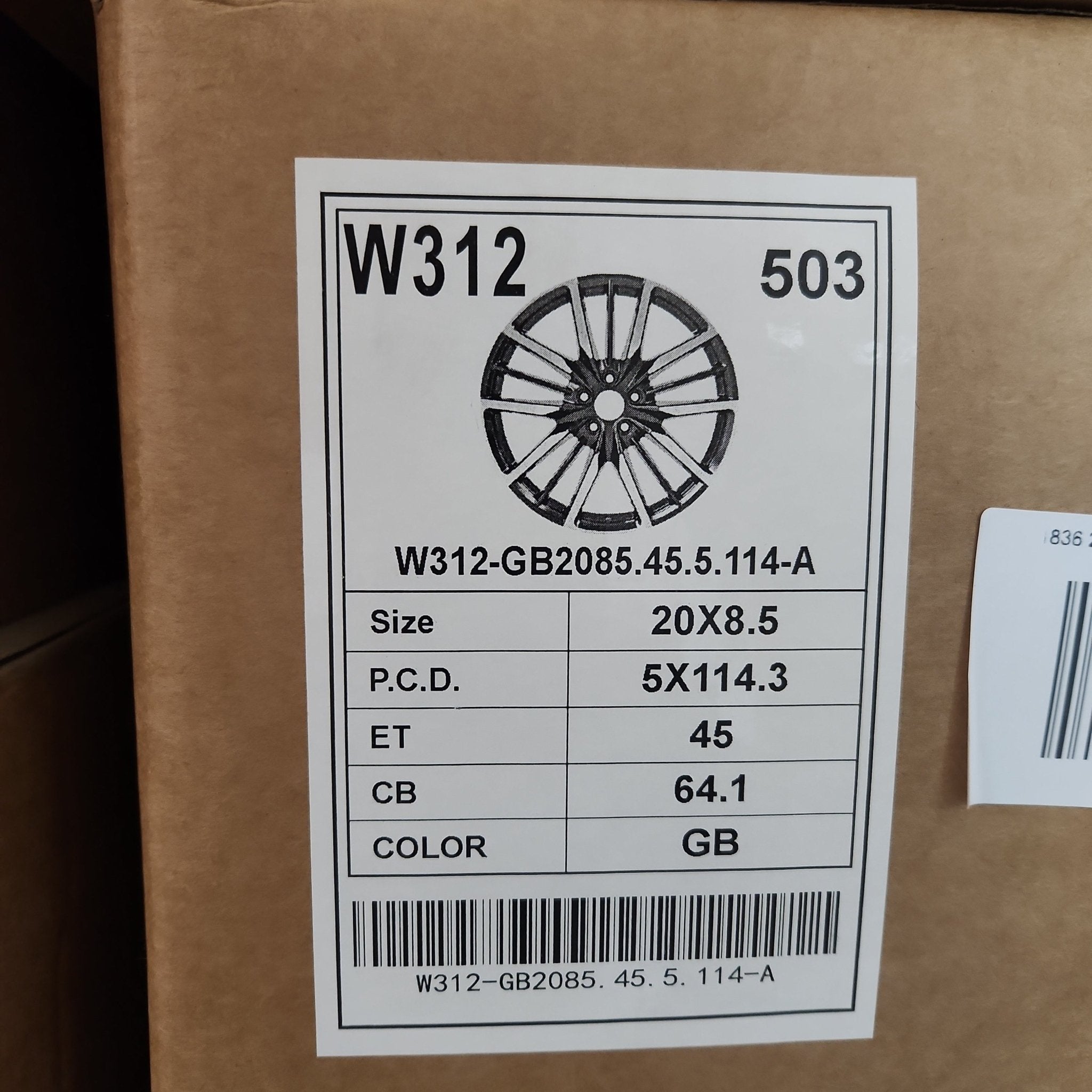 W312 1836 20X8.5 5X114.3 GLOSS BLACK