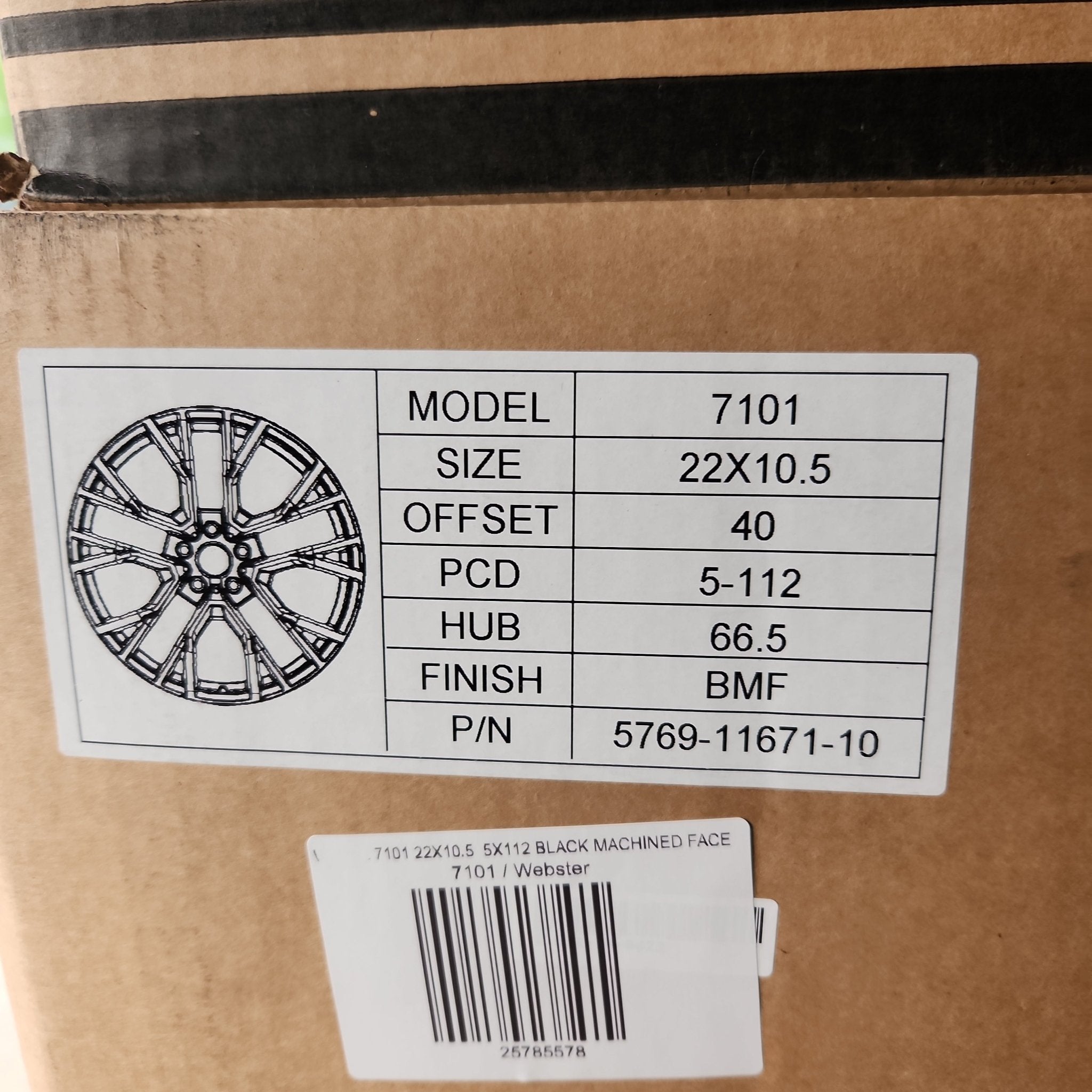 7101 RB91 WHEELS 22X10.5 5X112 BLACK MACHINED FACE