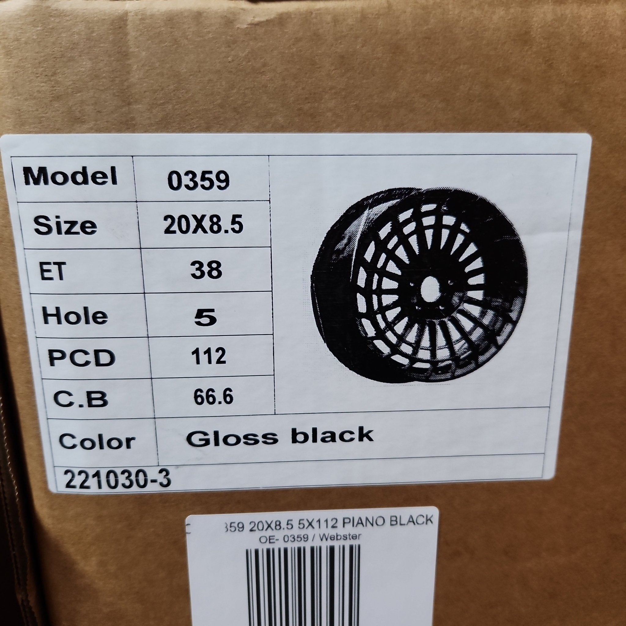 OE- 0359 20X8.5 5X112 PIANO BLACK