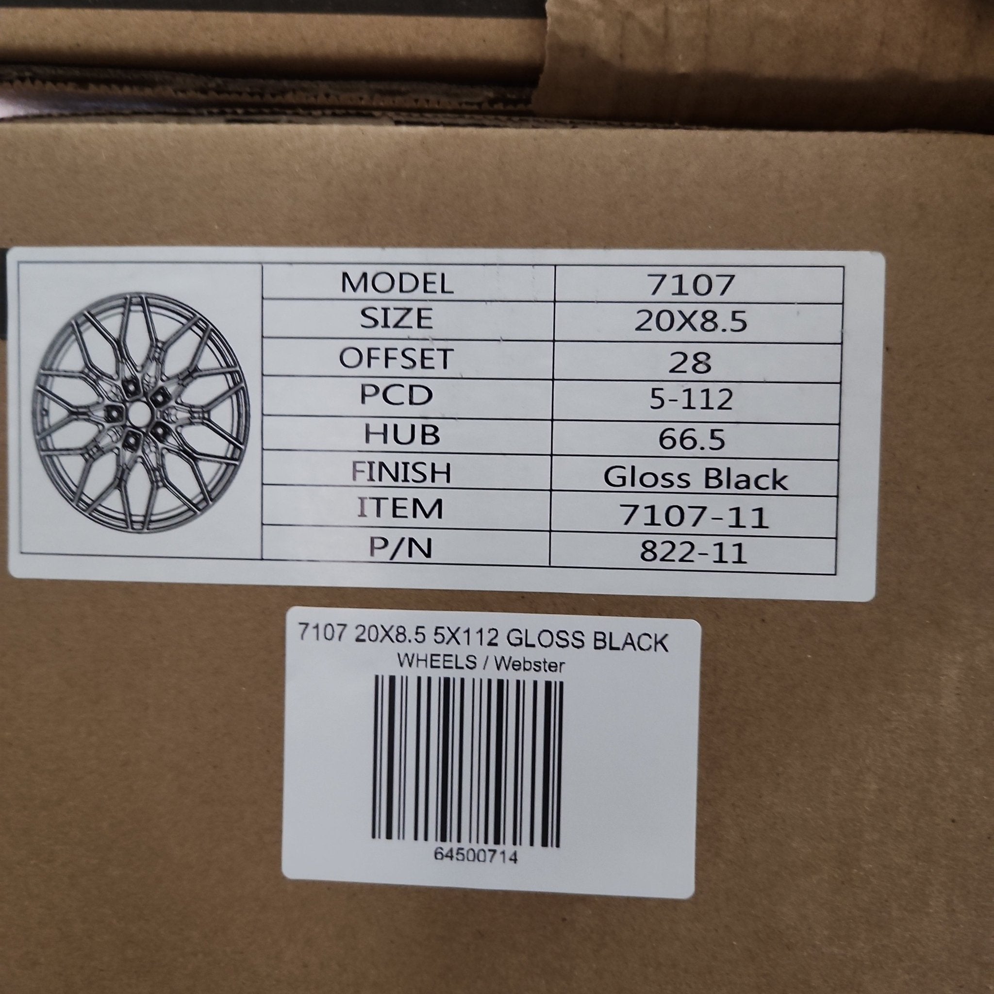 7107 20X8.5 5X112 GLOSS BLACK