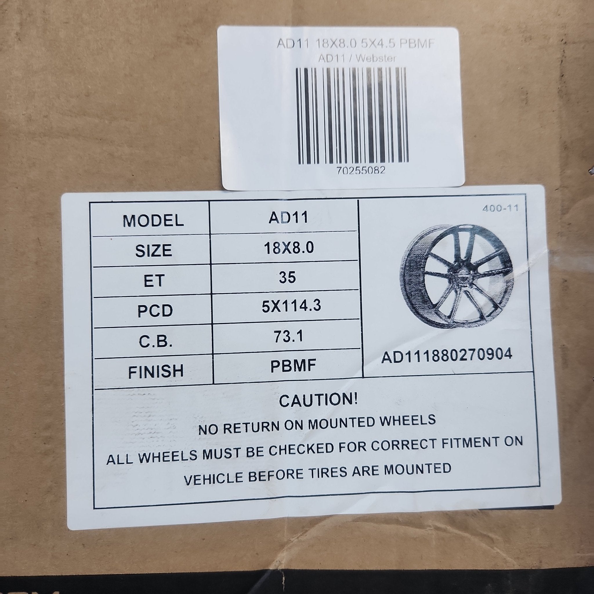 AD11 18X8.0 5X4.5 PBMF