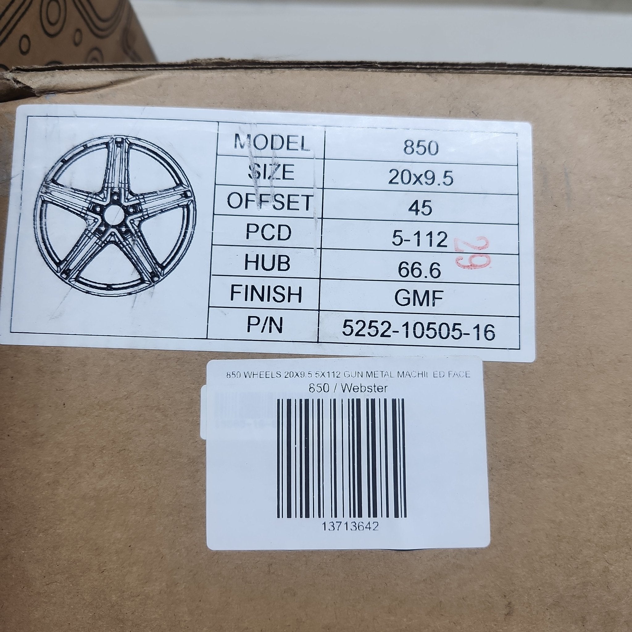 850 WHEELS 20X9.5 5X112 GUN METAL MACHINED FACE