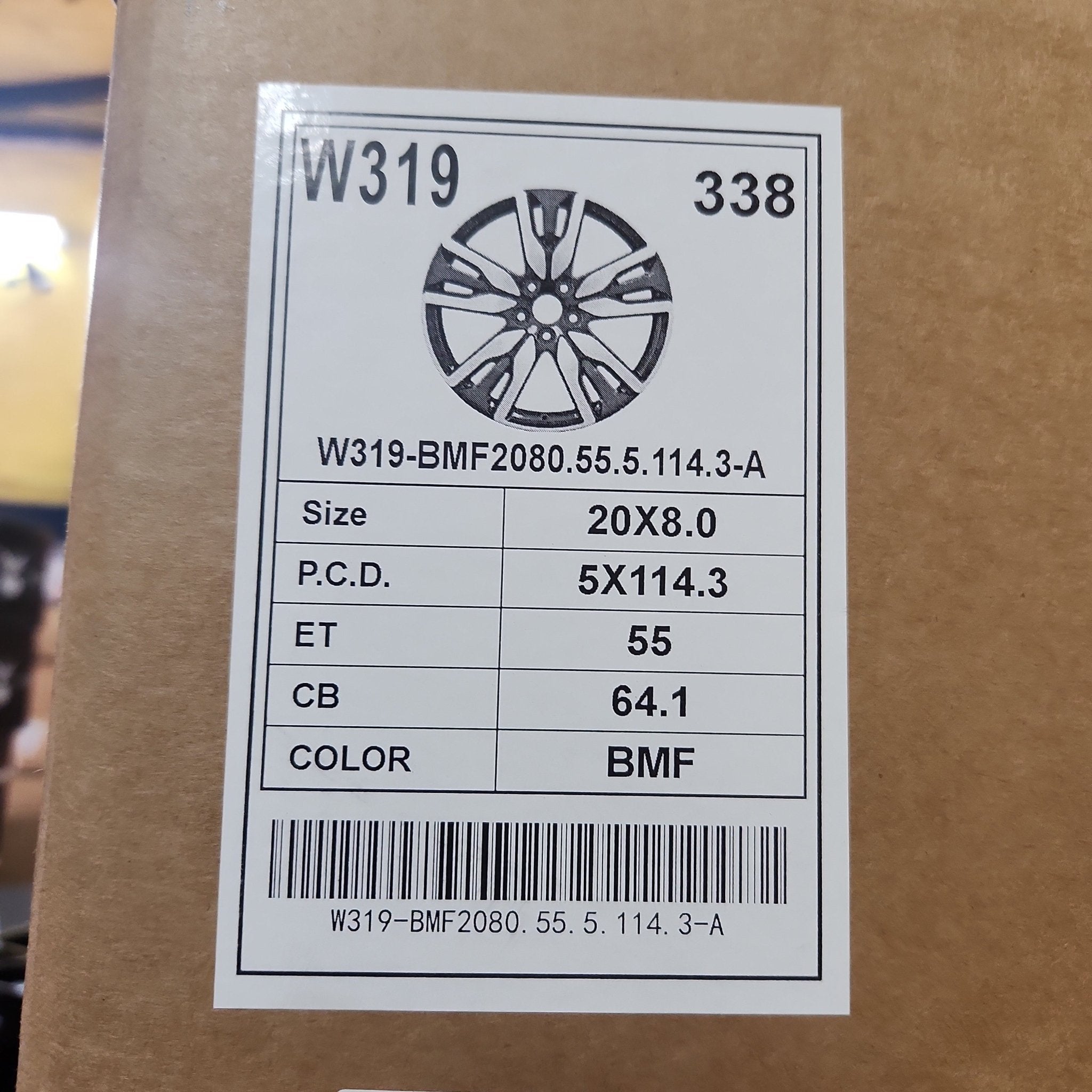 W319 D2030 20X8.0 5X114.3 BLACK MACHINED FACE