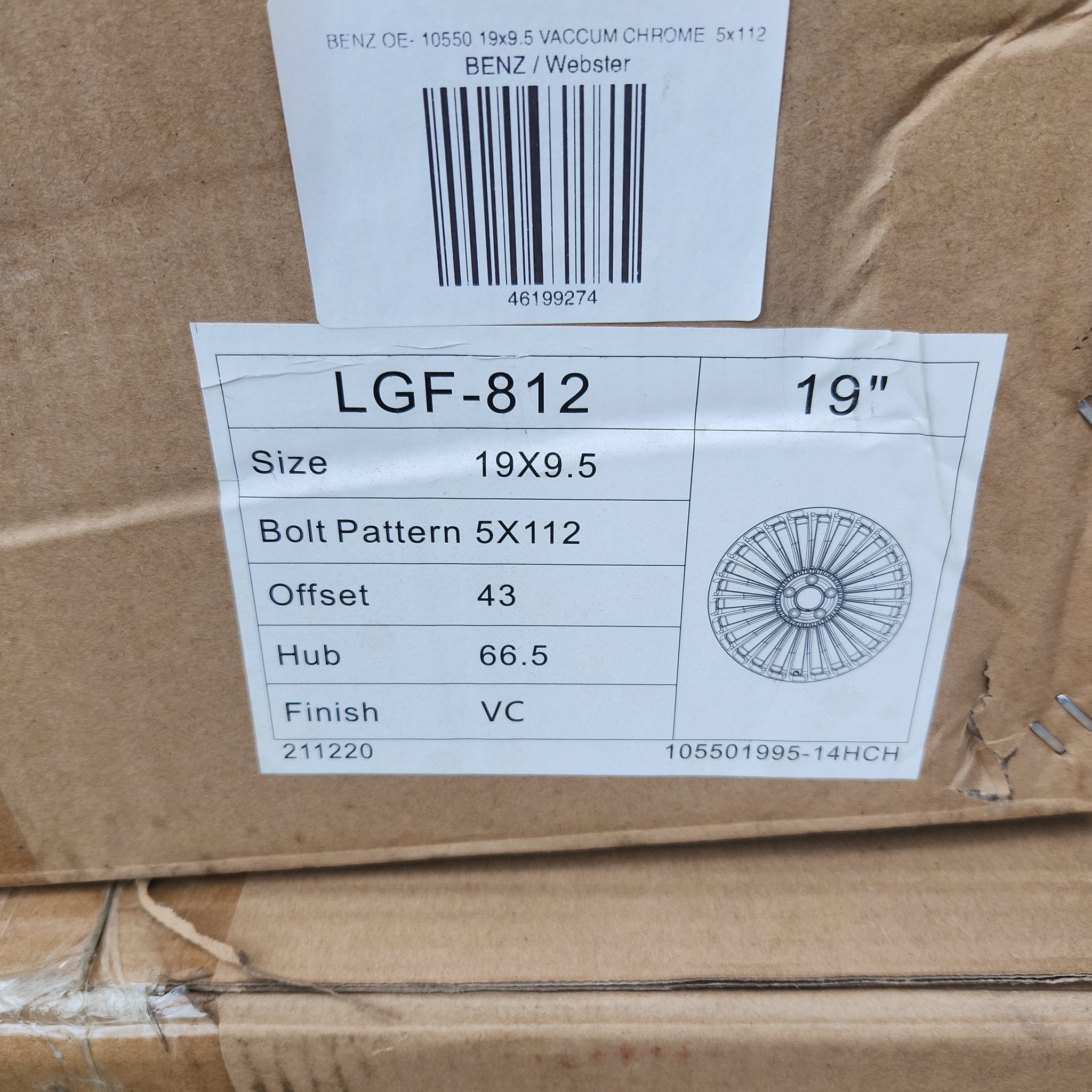 WHEELS OE- 10550 LGF-812 19x9.5 VACCUM CHROME 5x112