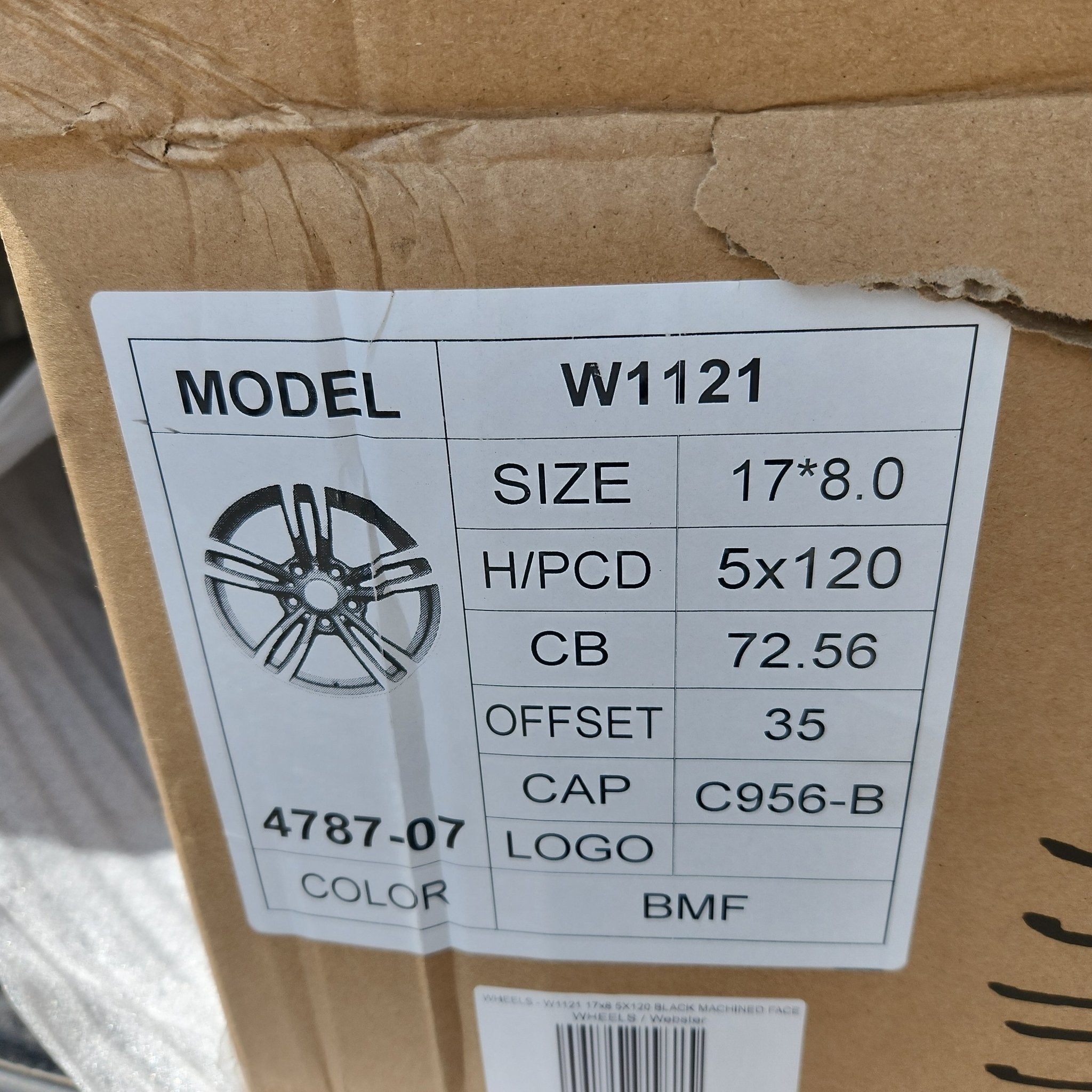 W1121 17x8 5x120 BLACK MACHINED FACE