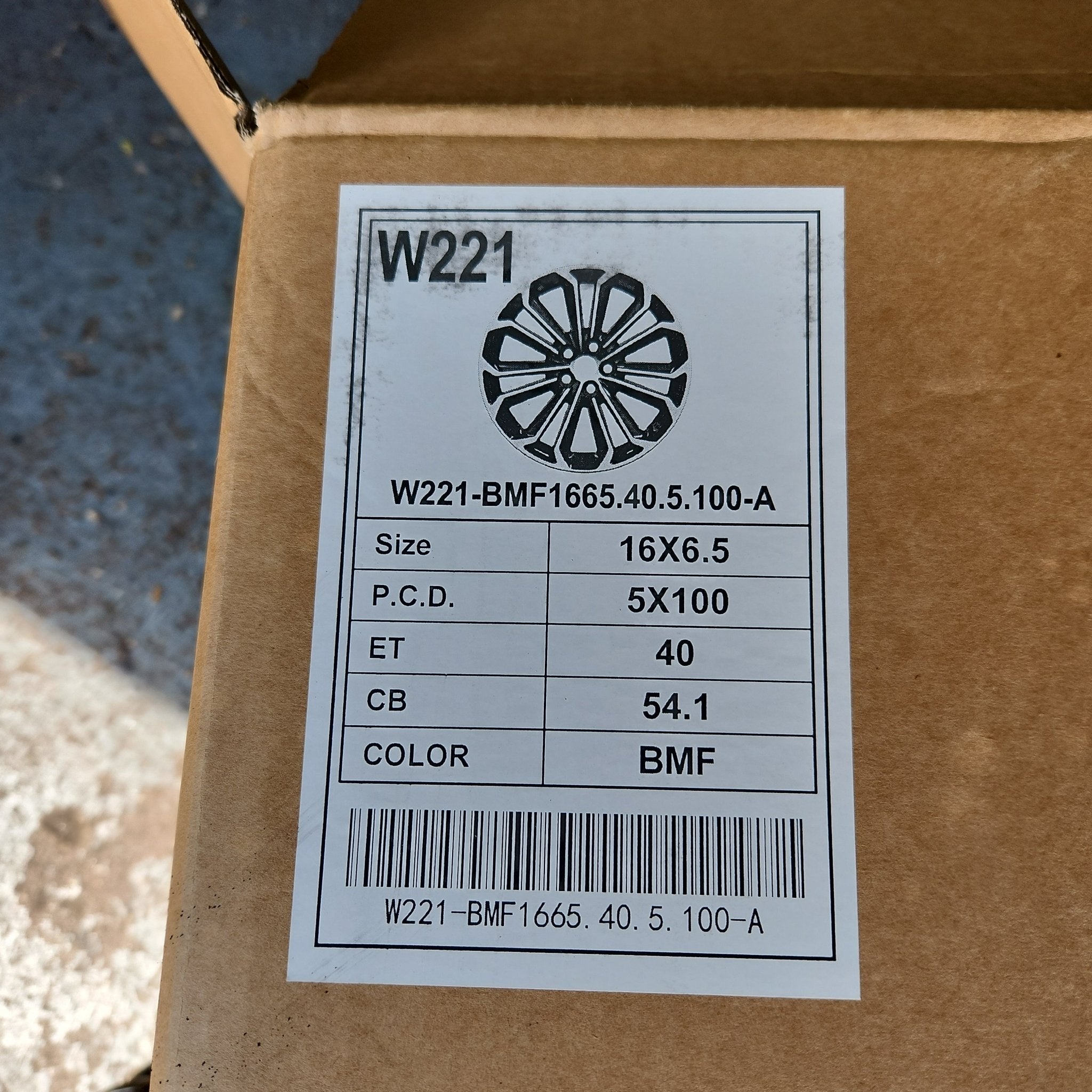 W221 16x6.5 5x100 BLACK MACHINE FACE