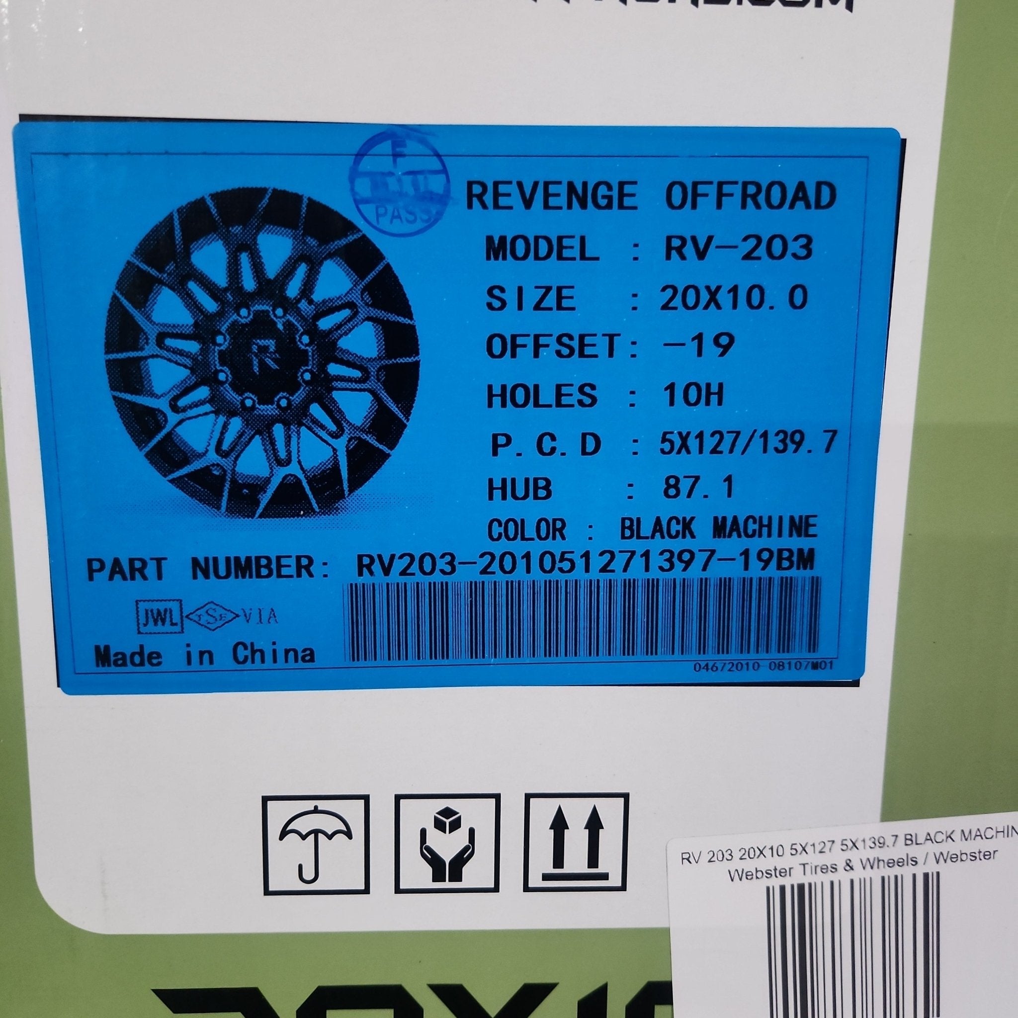 REVENGE RV-203 20X10 5X127 5X139.7 BLACK MACHINED