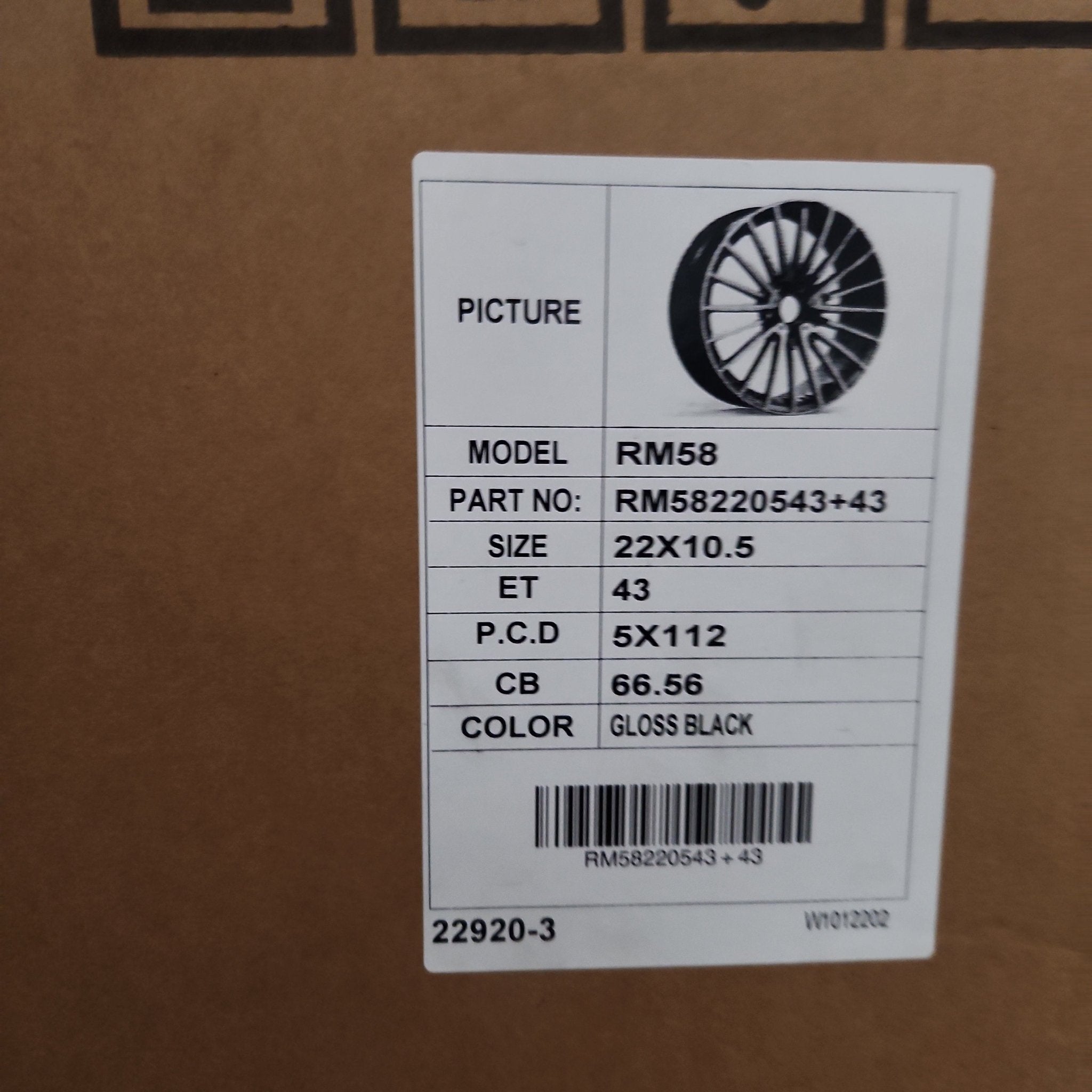 OE-0235 RM58 22X10.5 5X112 PIANO BLACK