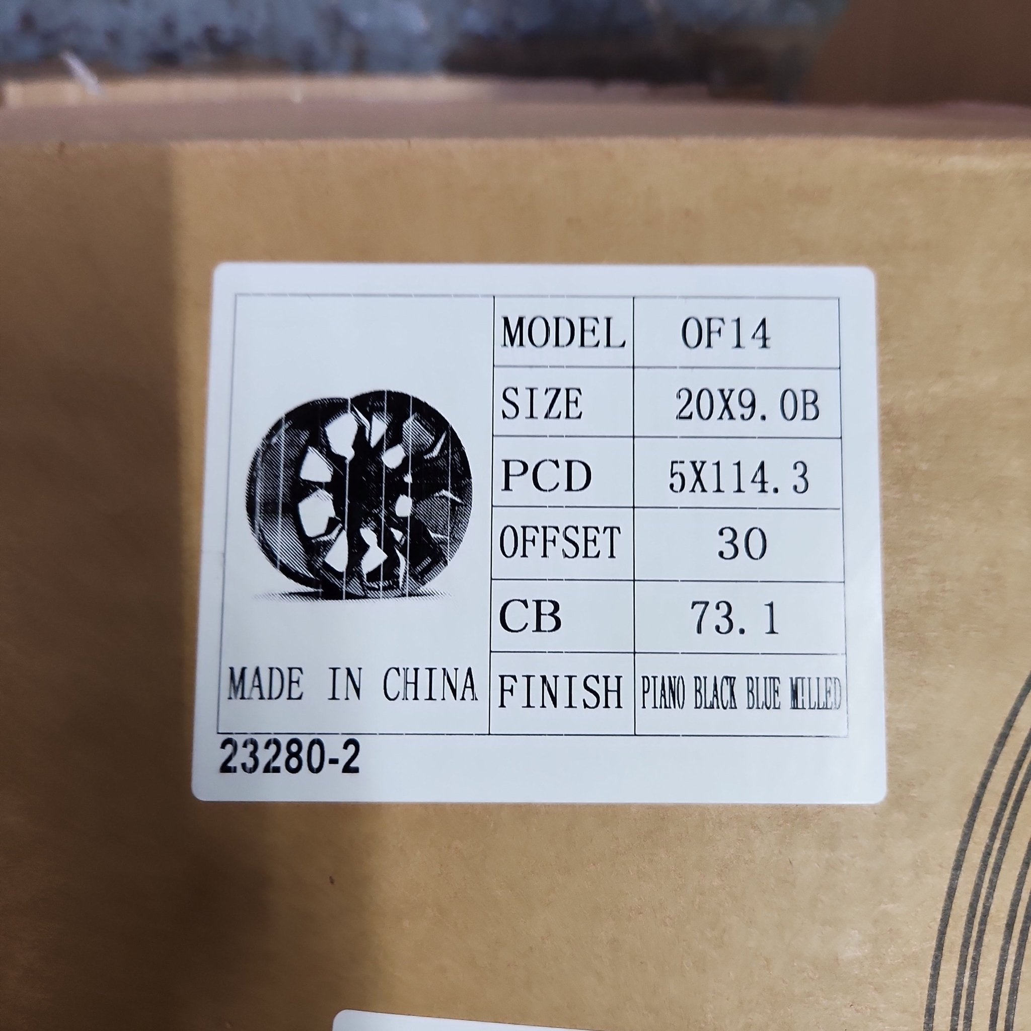 OF-14 20X9.0 5X114.3 PIANO BLACK WITH BLUE MILLED