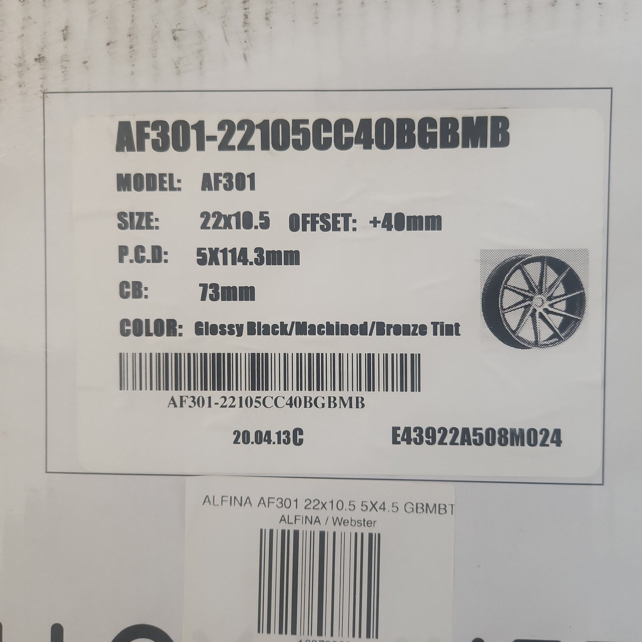 ALFINA AF301 22x10.5 5X4.5 GBMBT