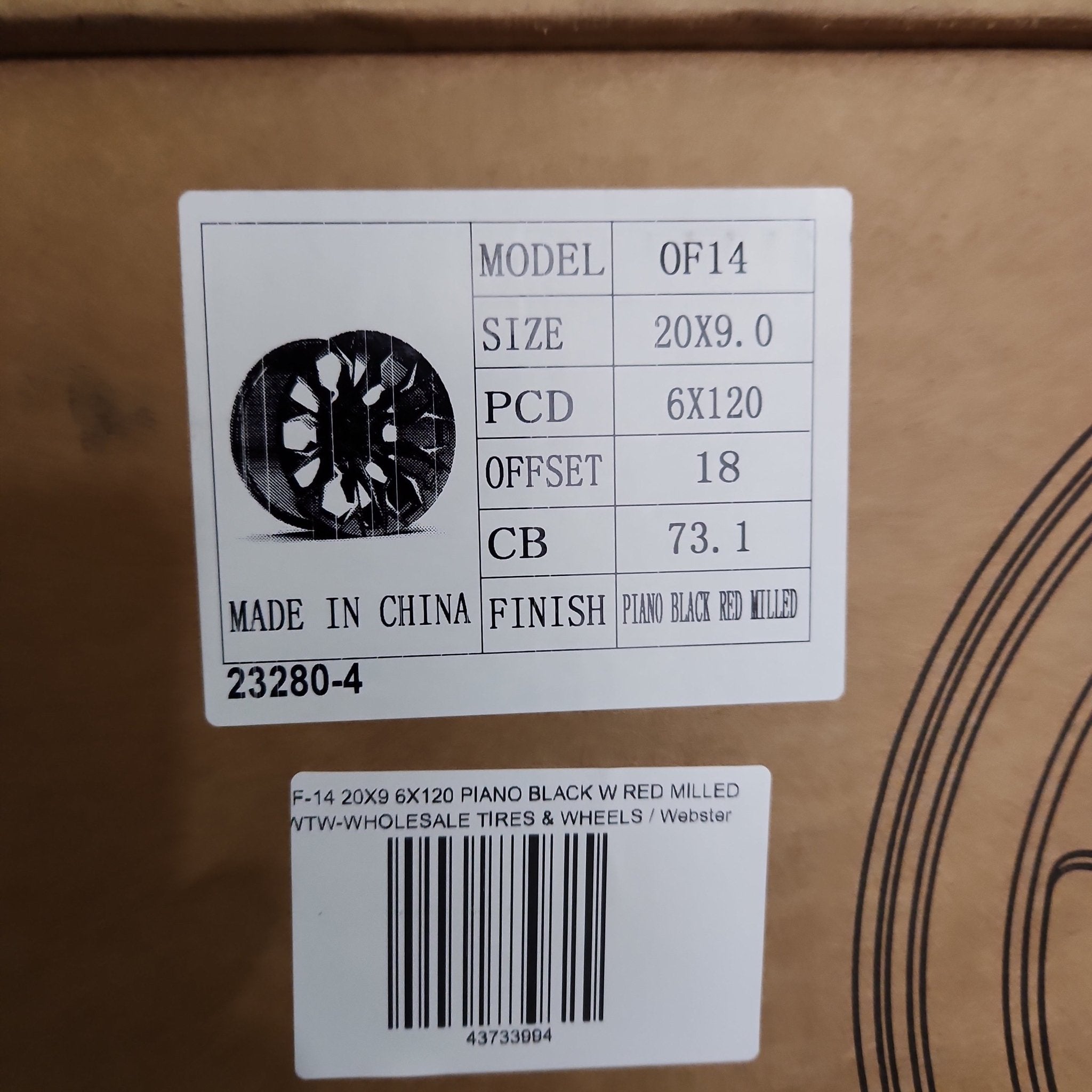 OF-14 20X9 6X120 PIANO BLACK W RED MILLED