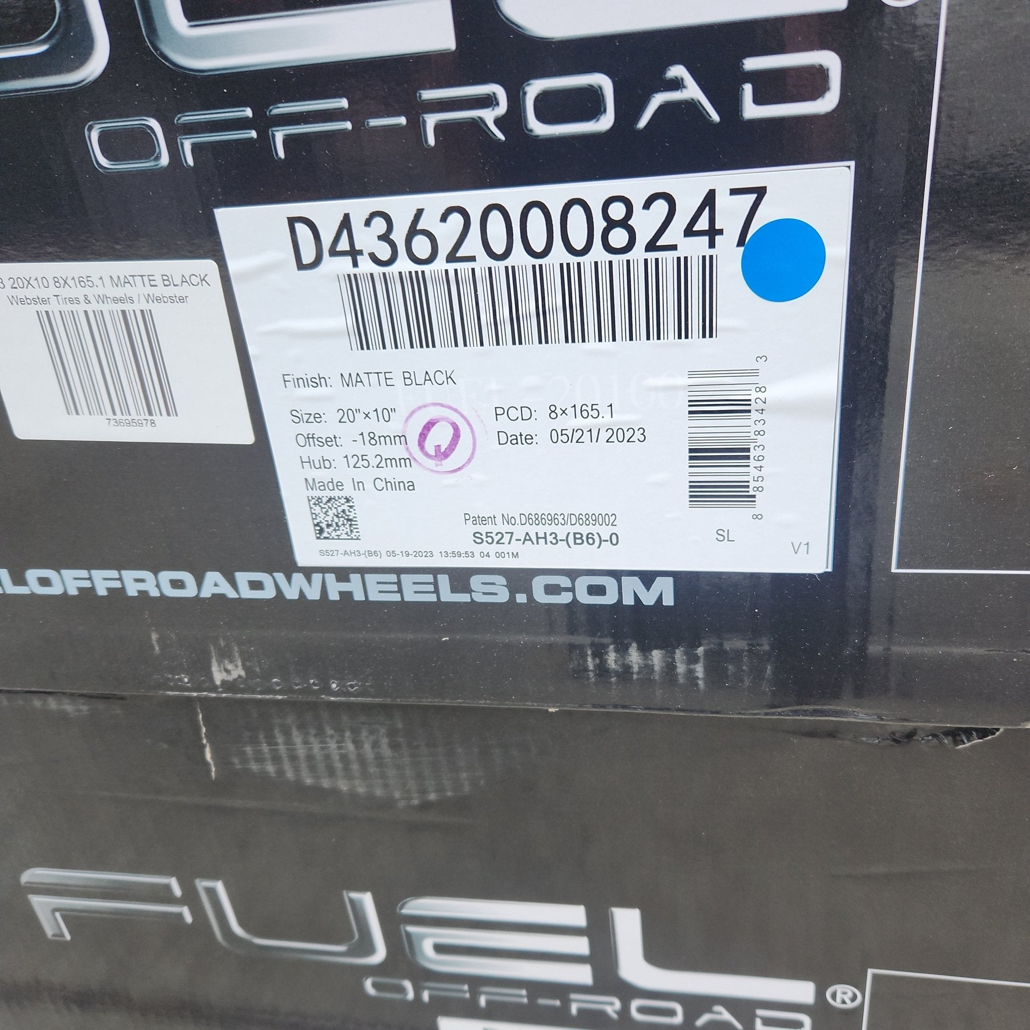 D43 20X10 8X165.1 MATTE BLACK
