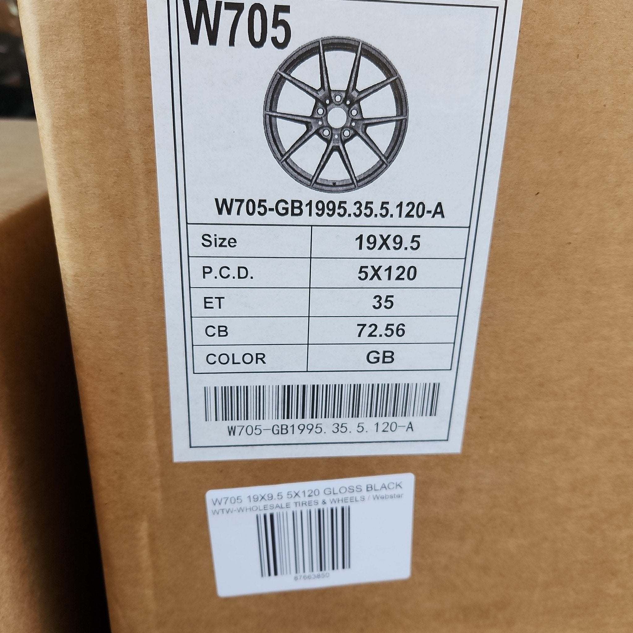 W705 WHEELS 19X9.5 5X120 GLOSS BLACK