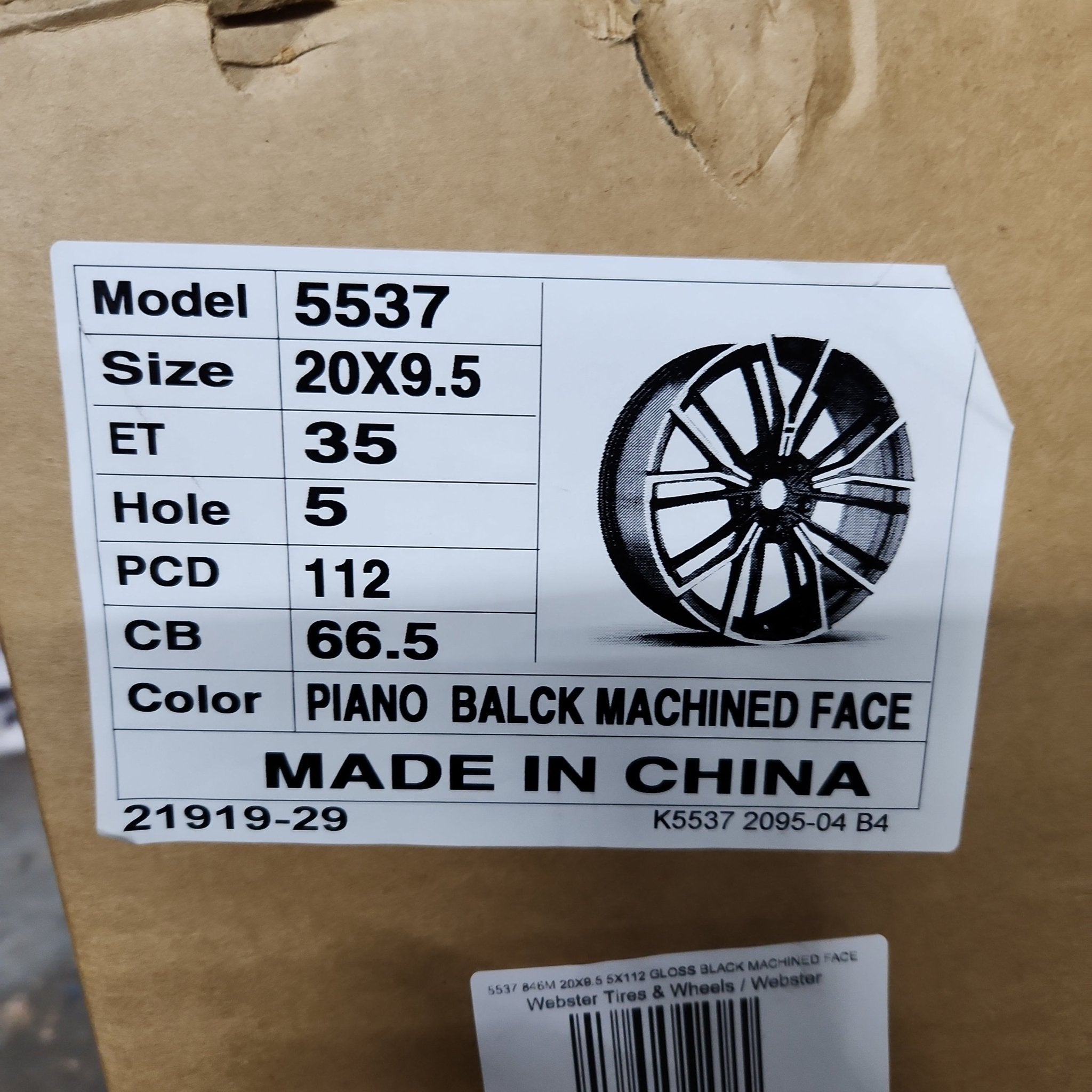 OE-5537 846M 20X9.5 5X112 GLOSS BLACK MACHINED FACE