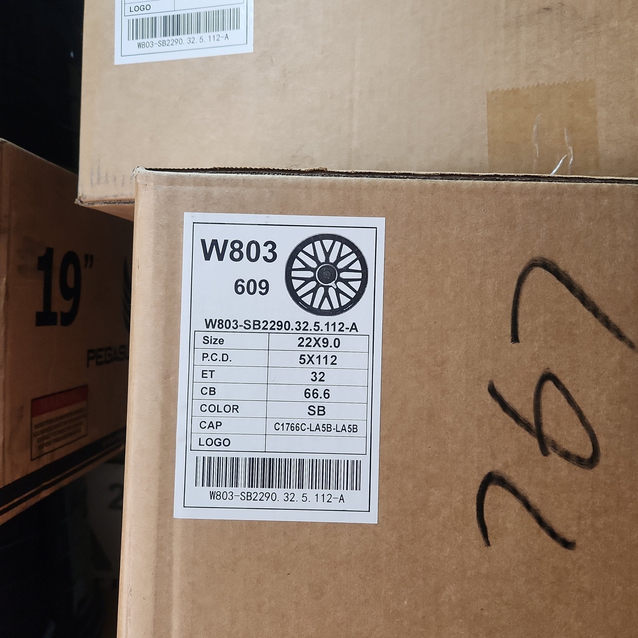 W803 22X10 5X112 SATIN BLACK