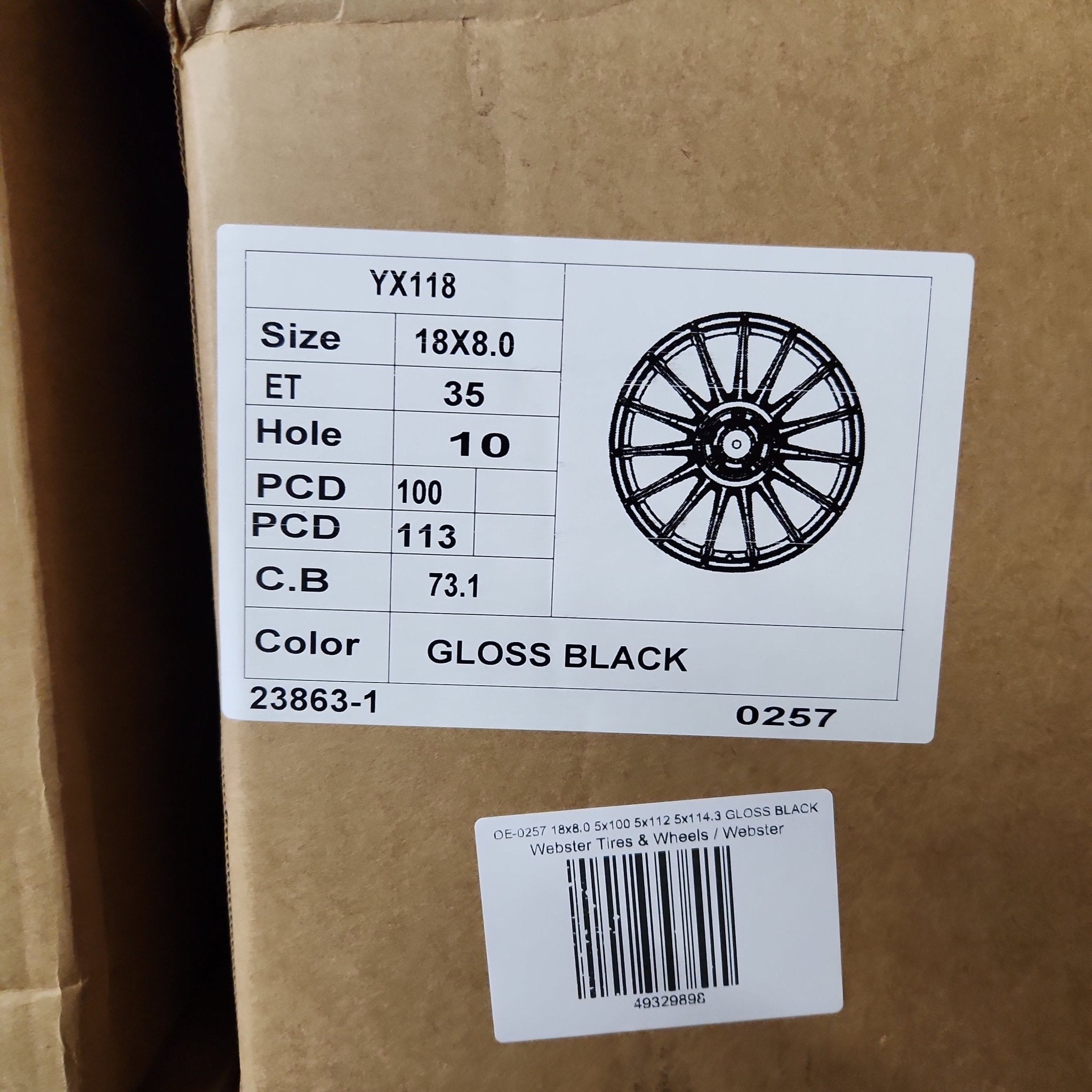 OE-0257 18x8.0 5x100 5x112 5x114.3 GLOSS BLACK