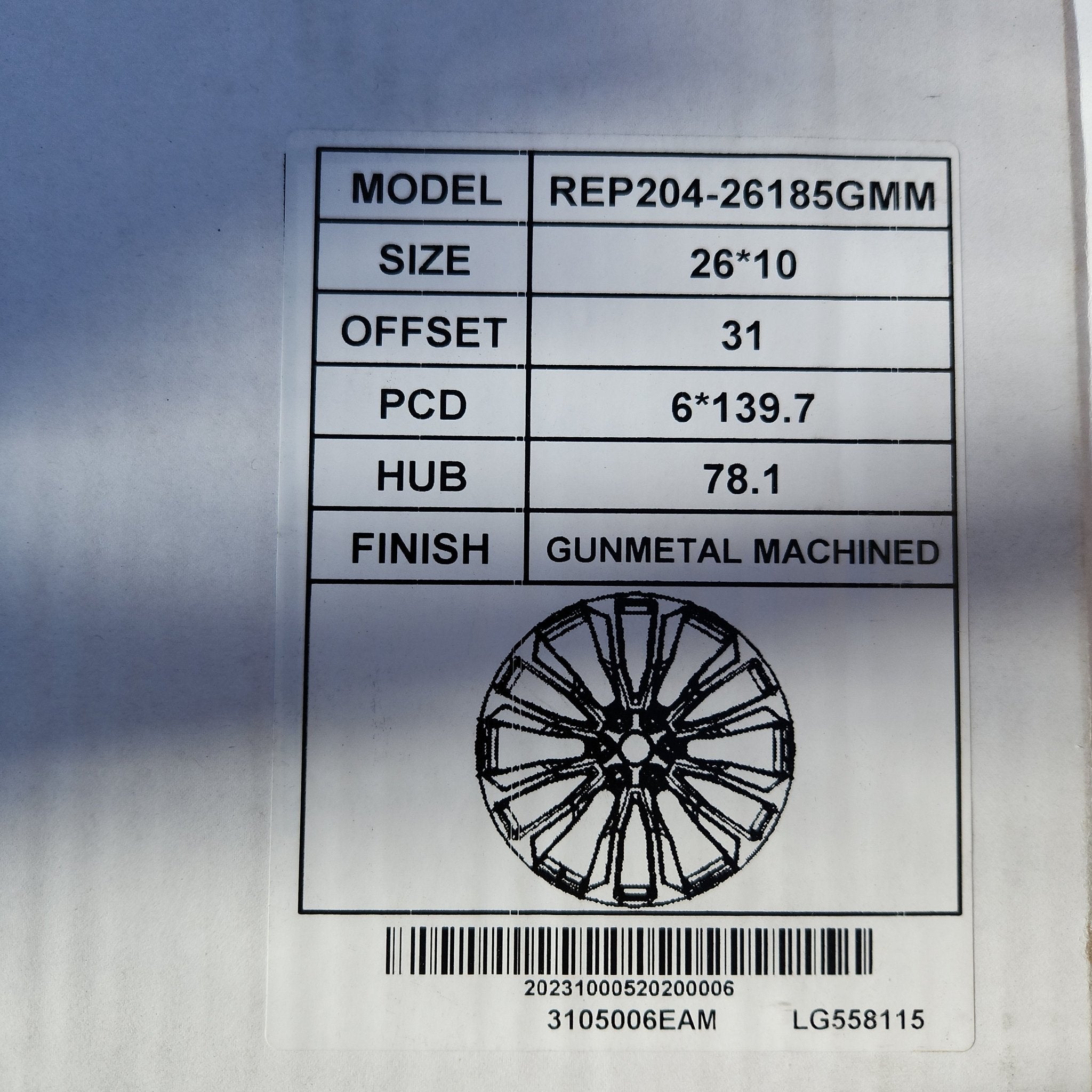 REP204 26X10 6X139.7 GUNMETAL MACHINE FACE