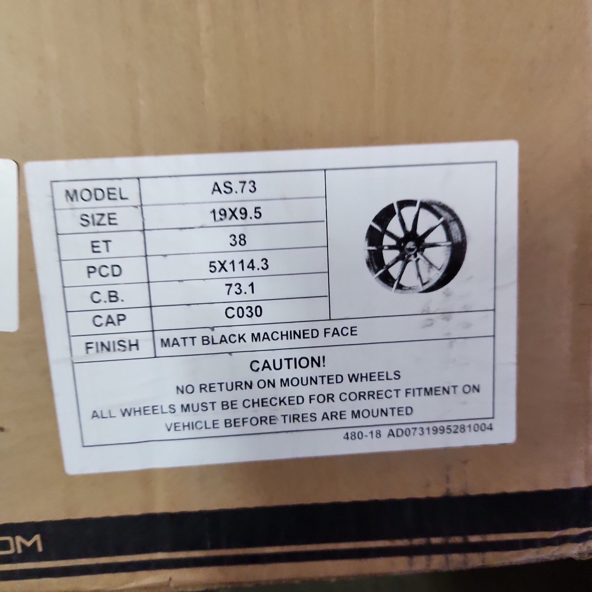 PEGASUS AS73 5x4.5 19x9.5 MATT BLACK MACHINE FACE