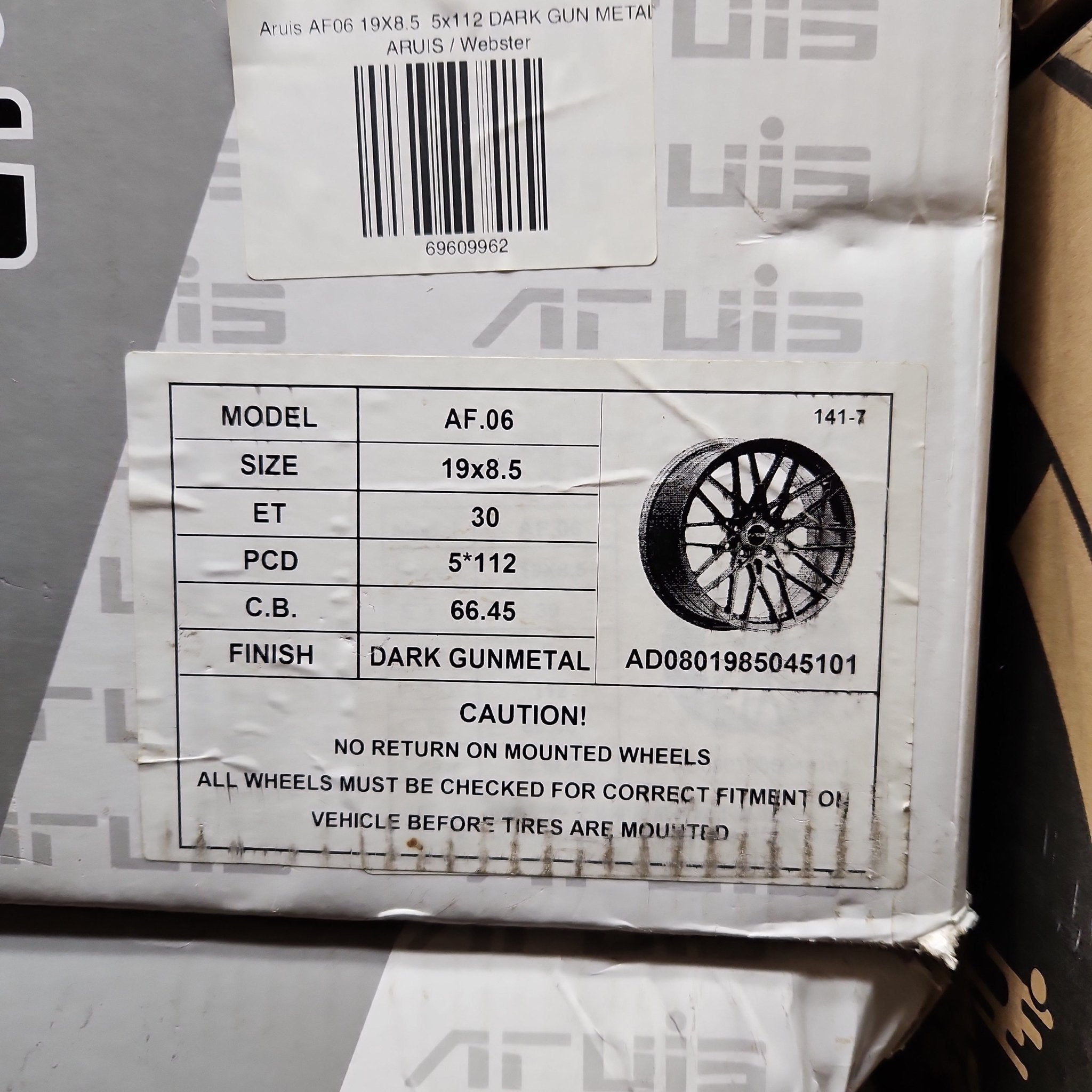Aruis AF06 19X8.5 5x112 DARK GUN METAL