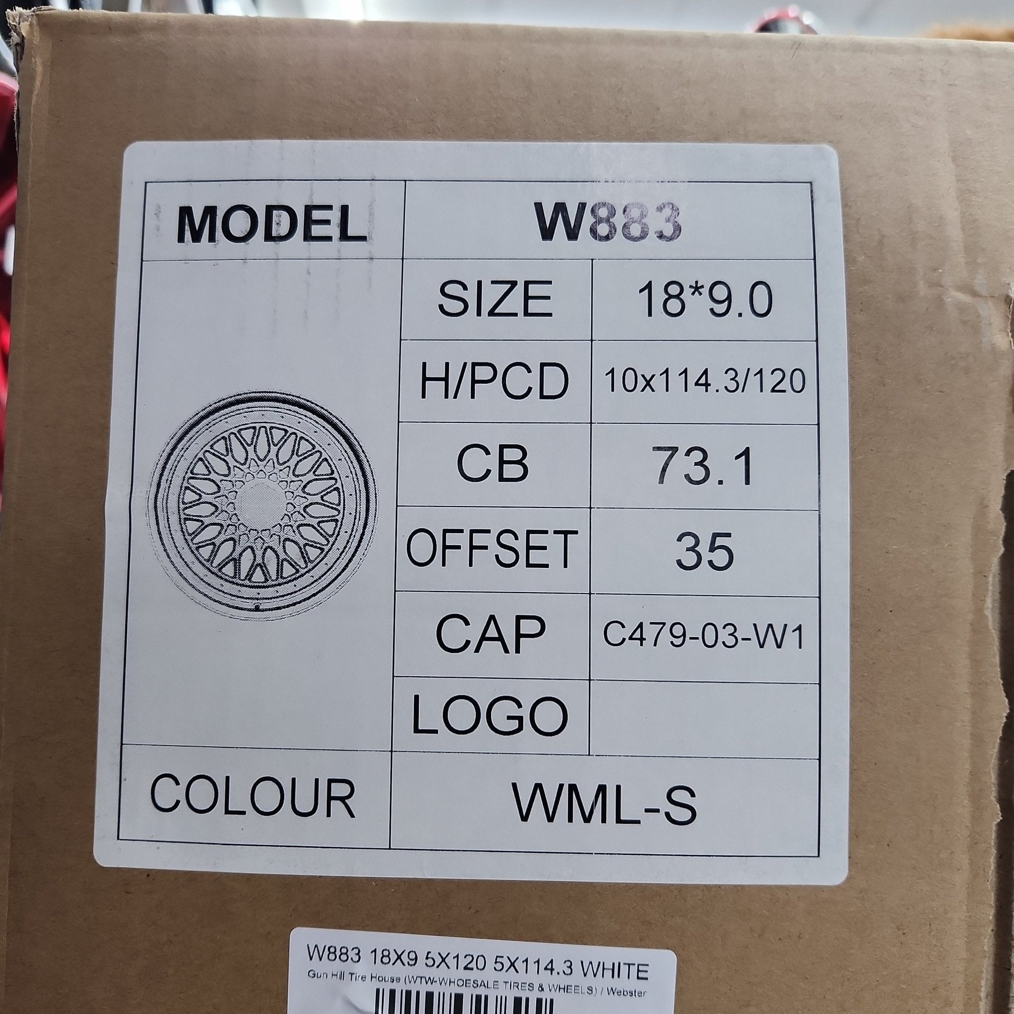 W883 18x9 5x120 5x114.3 WHITE MACHINED LIP