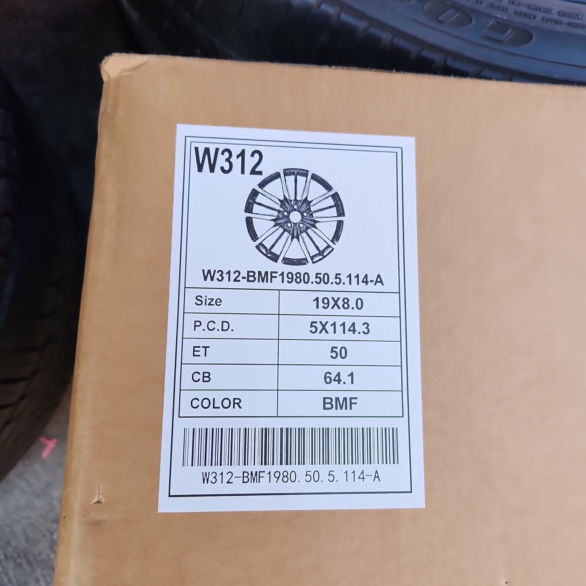 W312 19x8.0 5x114.3 GLOSS BLACK MACHINED FACE