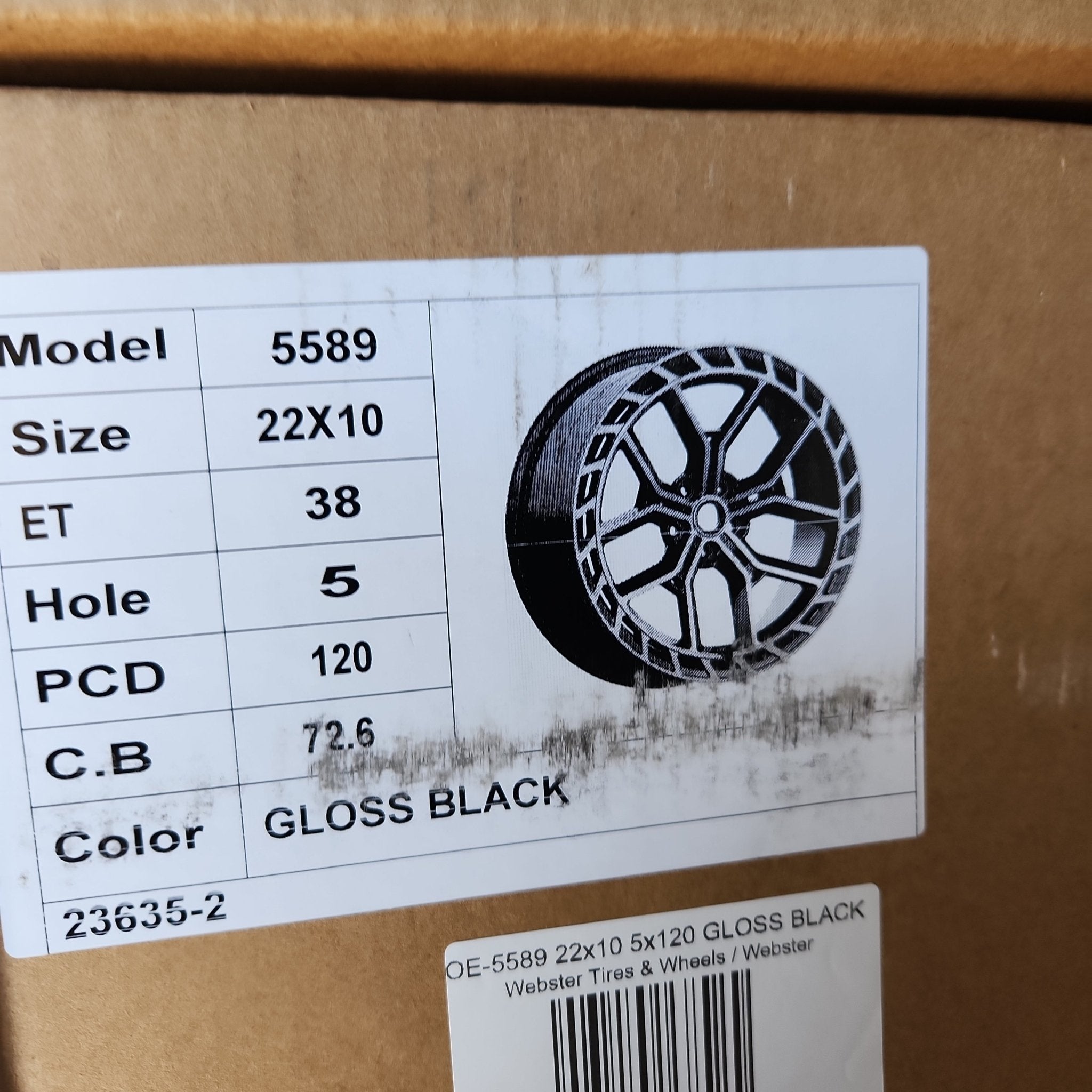 OE-5589 22x10 5x120 GLOSS BLACK