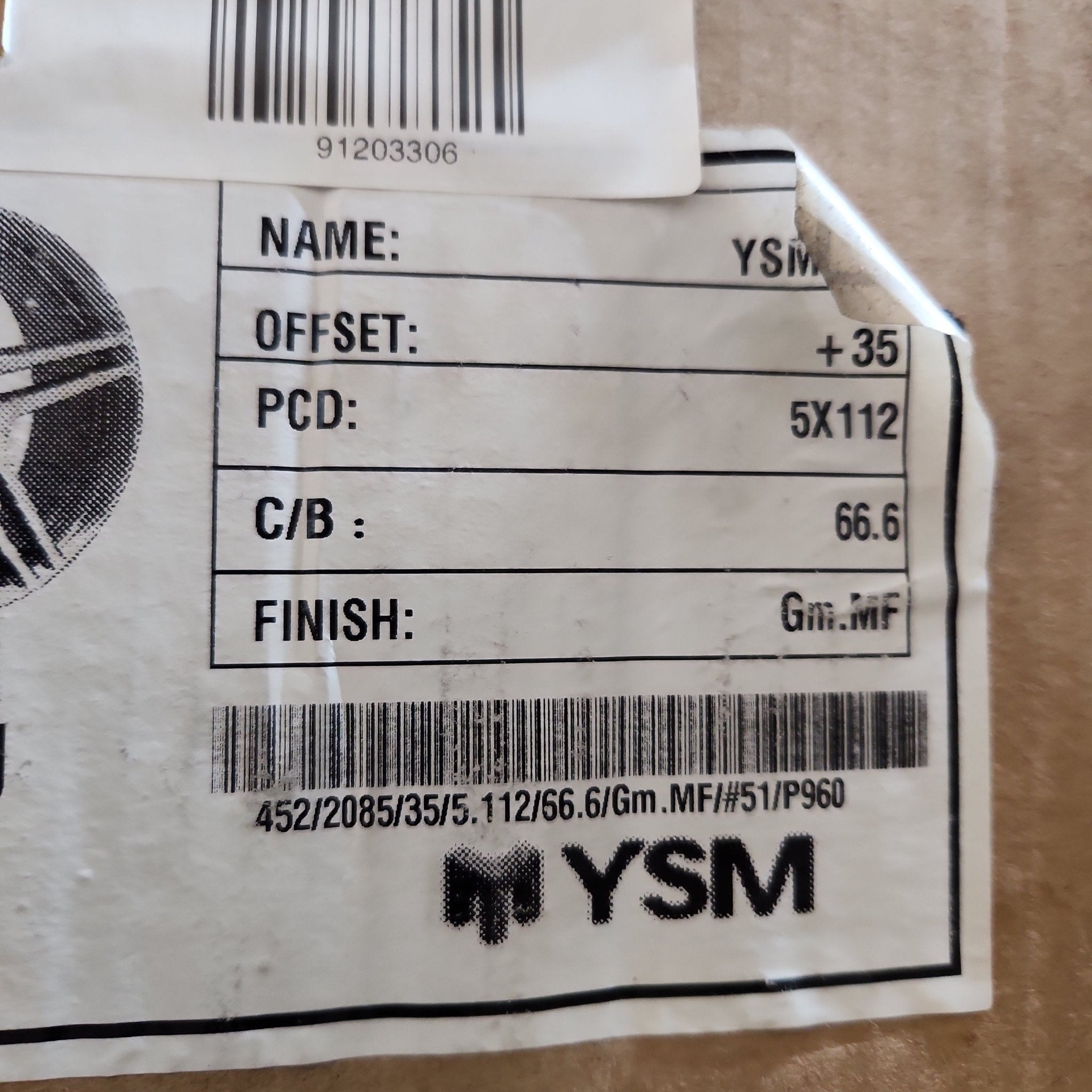 WHEELS YSM452 20x8.5 5x112 GMMF