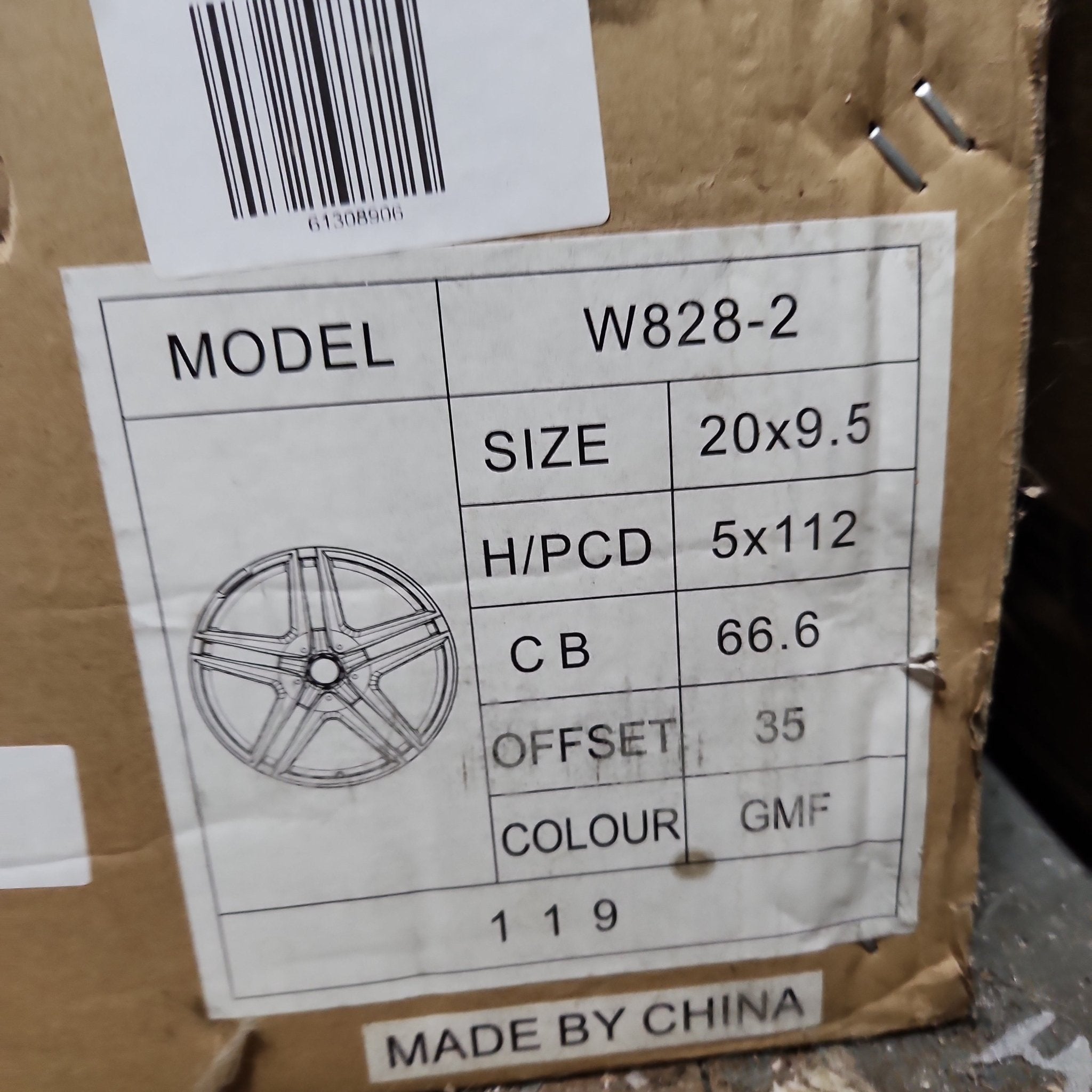 W828 828 WHELLS 20X9.5 5X112 GUN MERAL MACHINED FACE