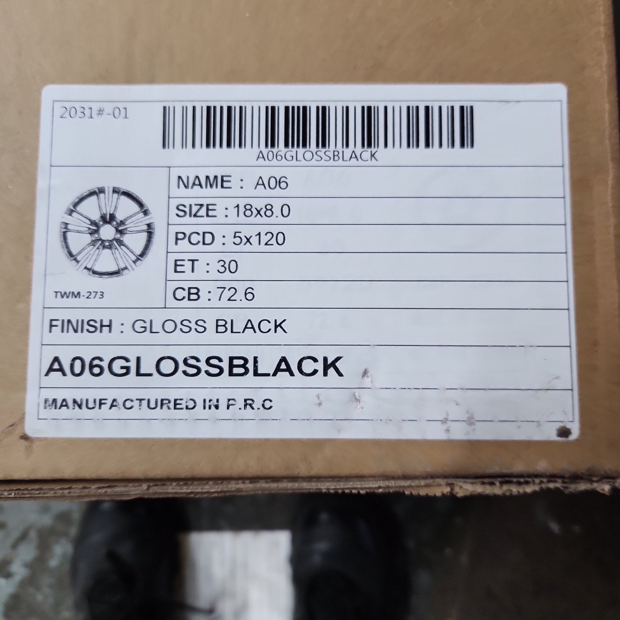 GWG A06 18x8.0 5x120 GLOSS BLACK