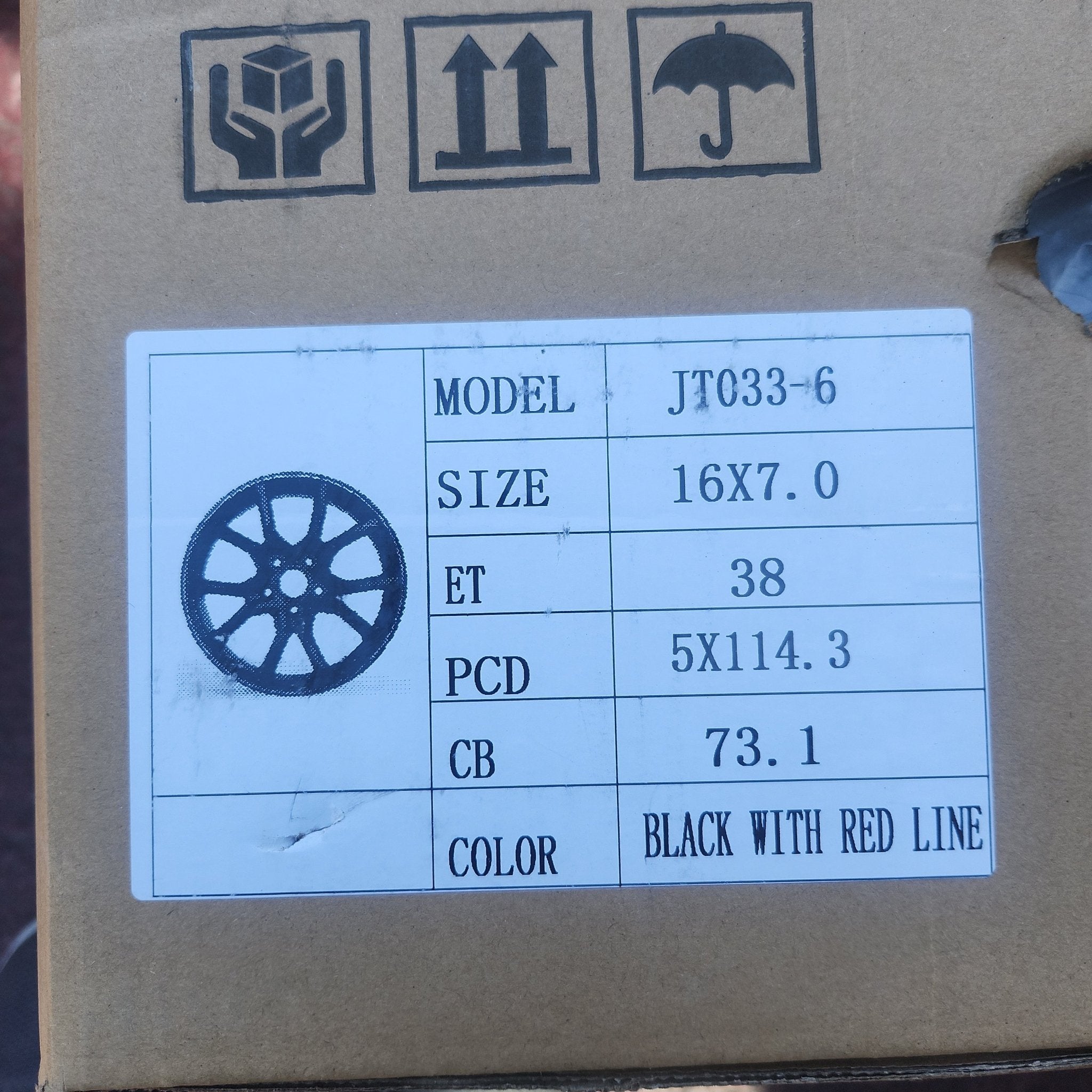 OE-JT033-6 16X7 5X114.3 PIANO BLACK RED RING