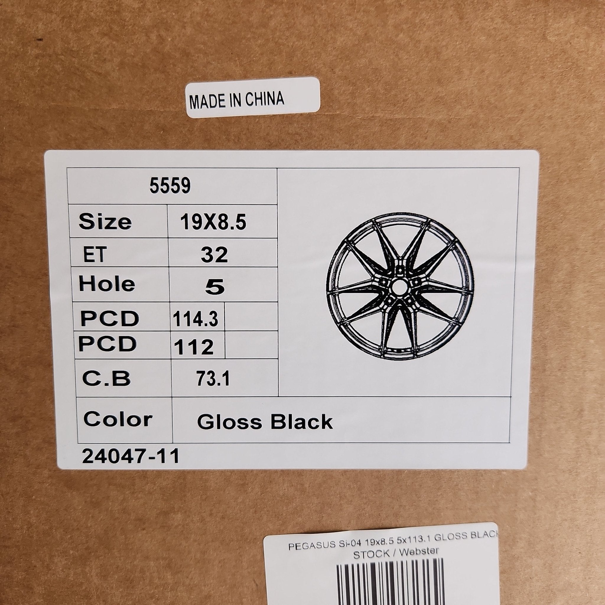 PEGASUS 5559 Si-04 AF-04 19x8.5 5x112 5x1114.3 GLOSS BLACK