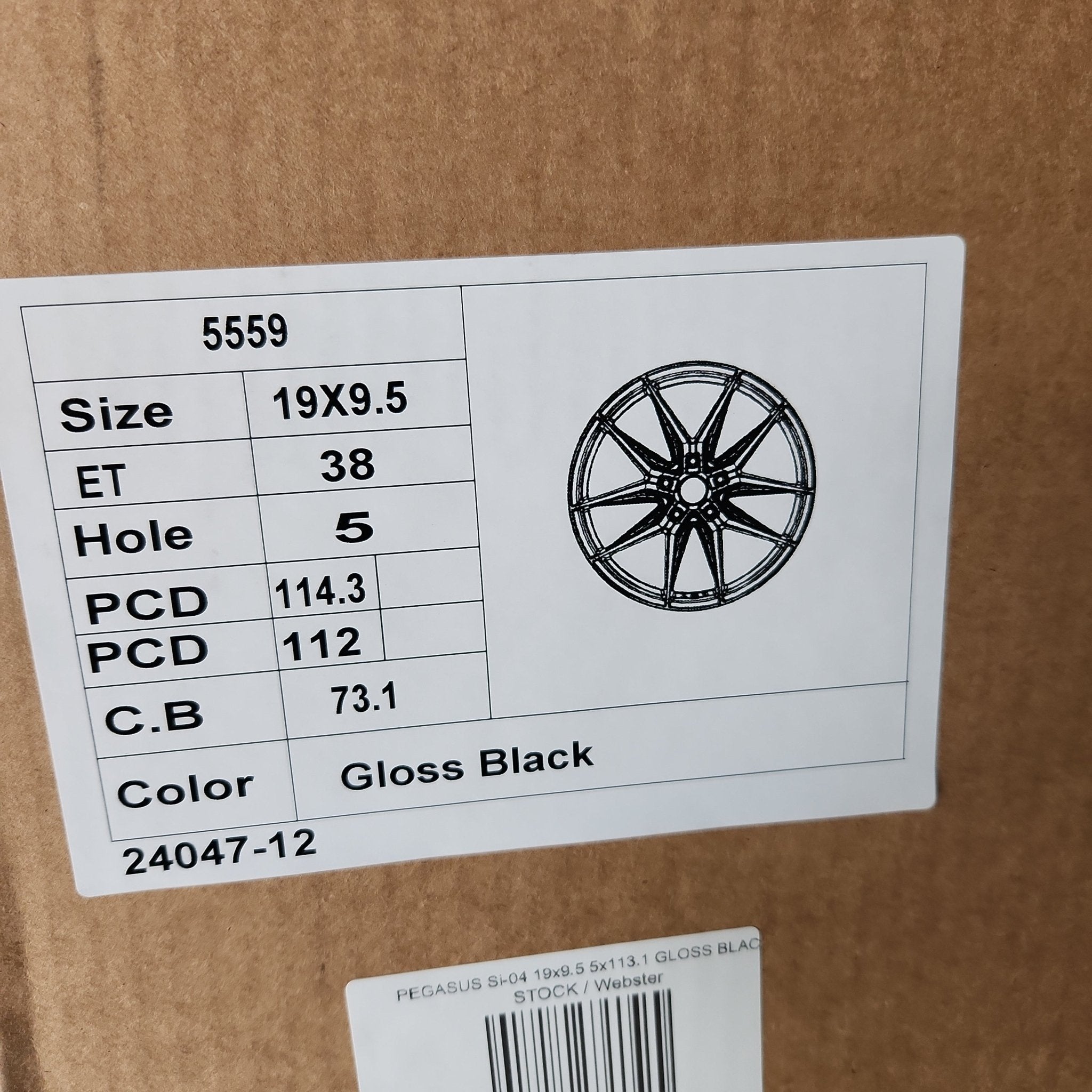 PEGASUS 5559 Si-04 AF-04 19x9.5 5x112 5x114.3 GLOSS BLACK