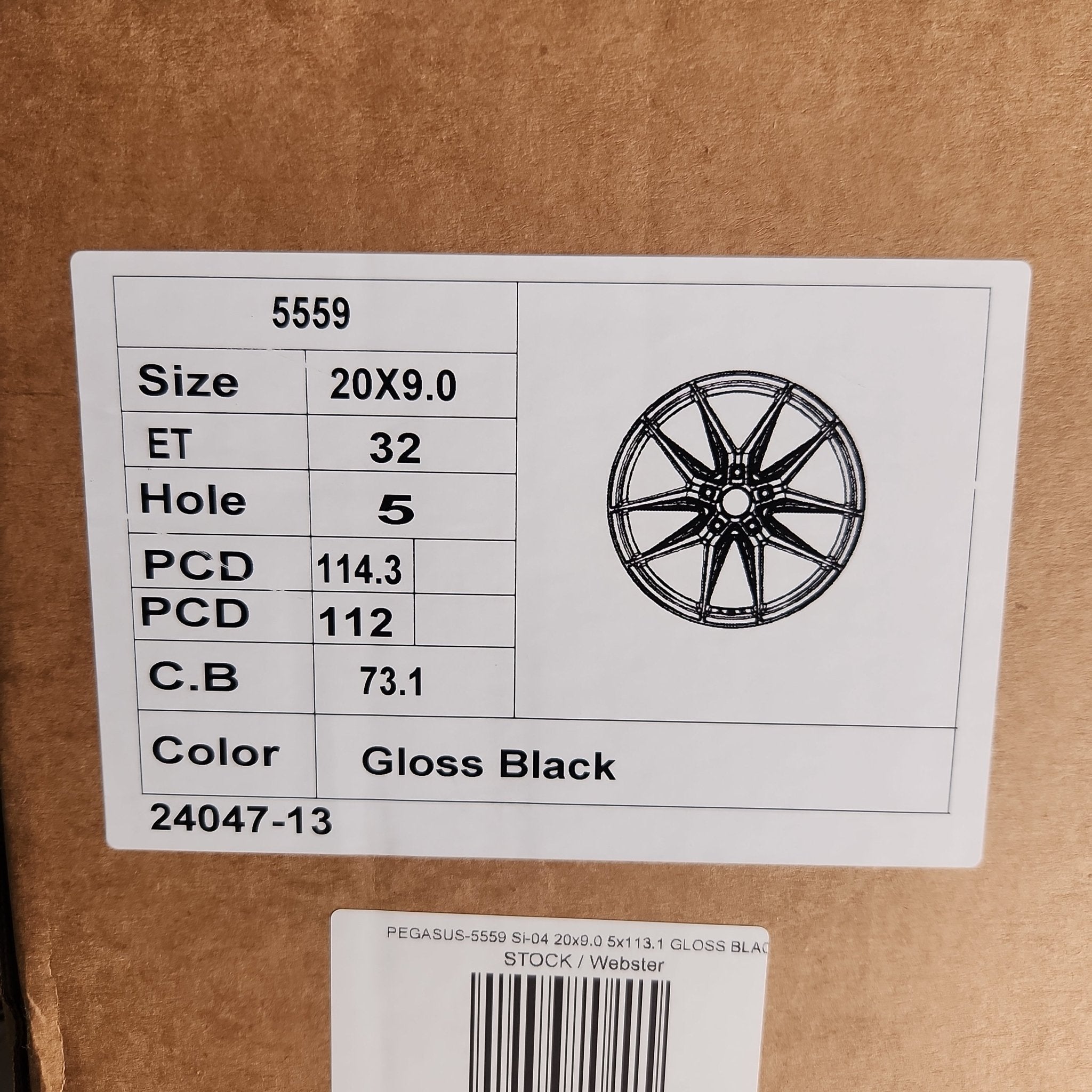 PEGASUS-5559 Si-04 AF-04 20x9.0 5x112 / 5x114.3 GLOSS BLACK