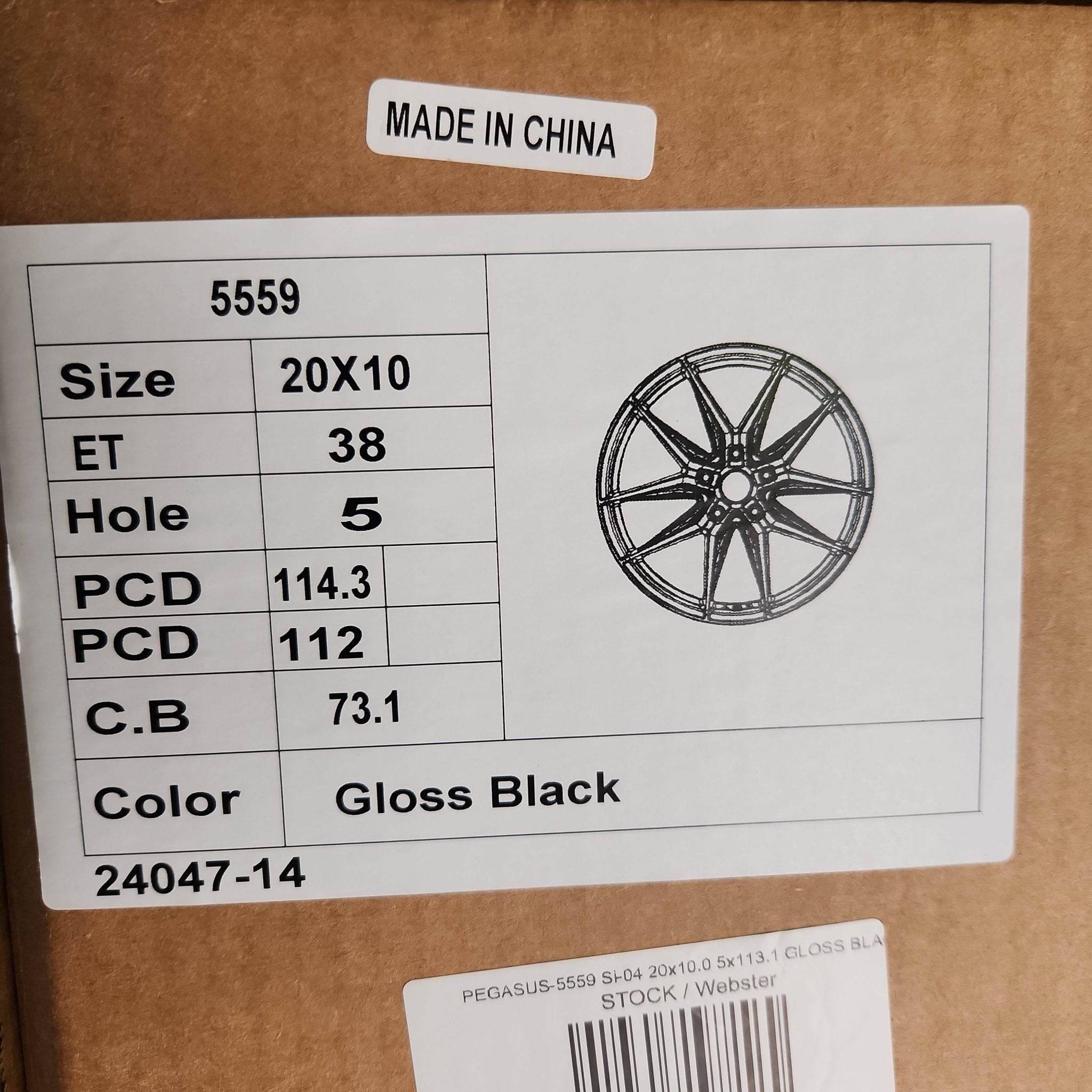 PEGASUS-5559 Si-04 AF-04 20x10 5x112 5x114.3 GLOSS BLACK