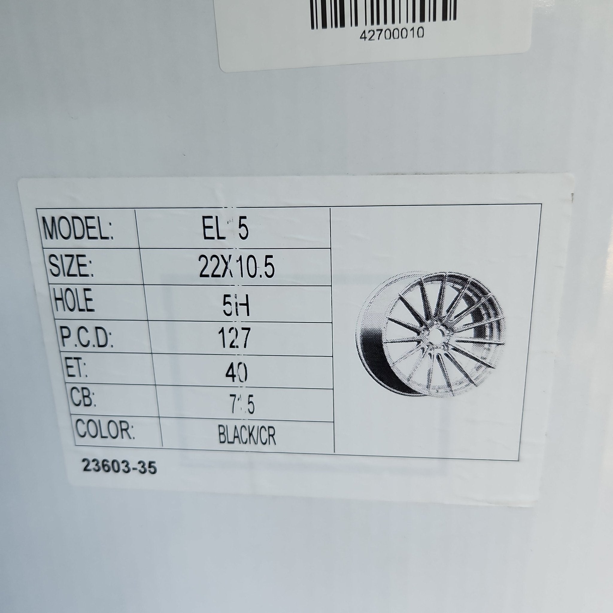 ELEMENT EL-15 22x10.5 5x127 GLOSS BLACK CHROME RIVETS