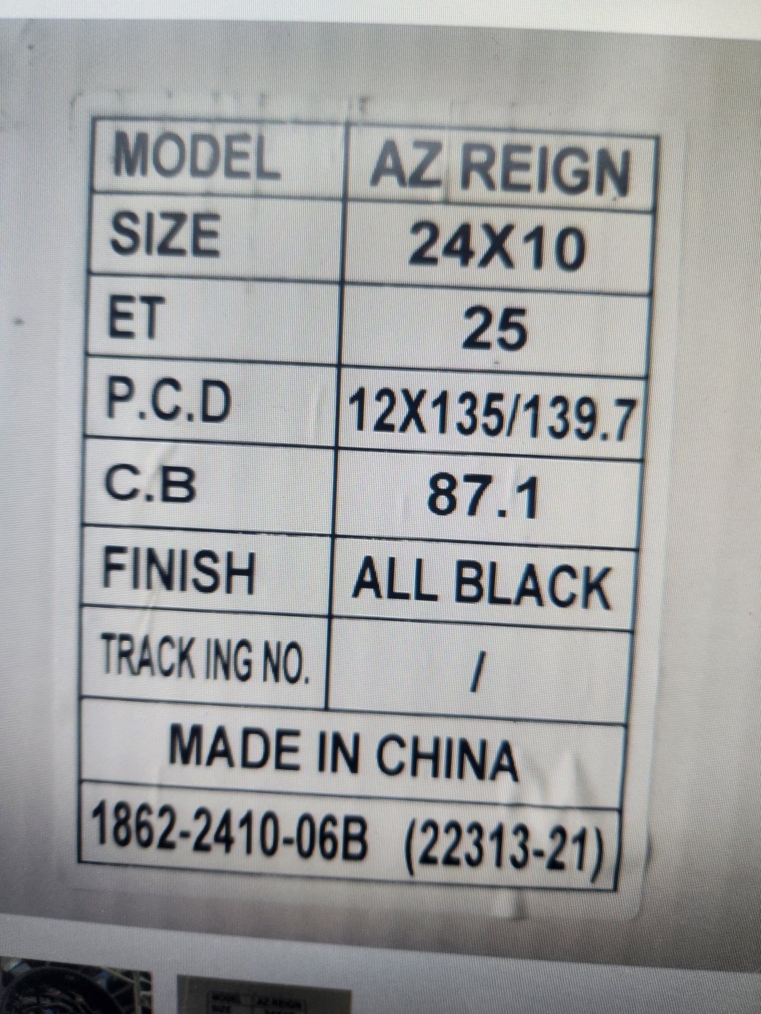 AZAD AZREIGN 24X10 6X135/ 6X139.7 GLOSS BLACK