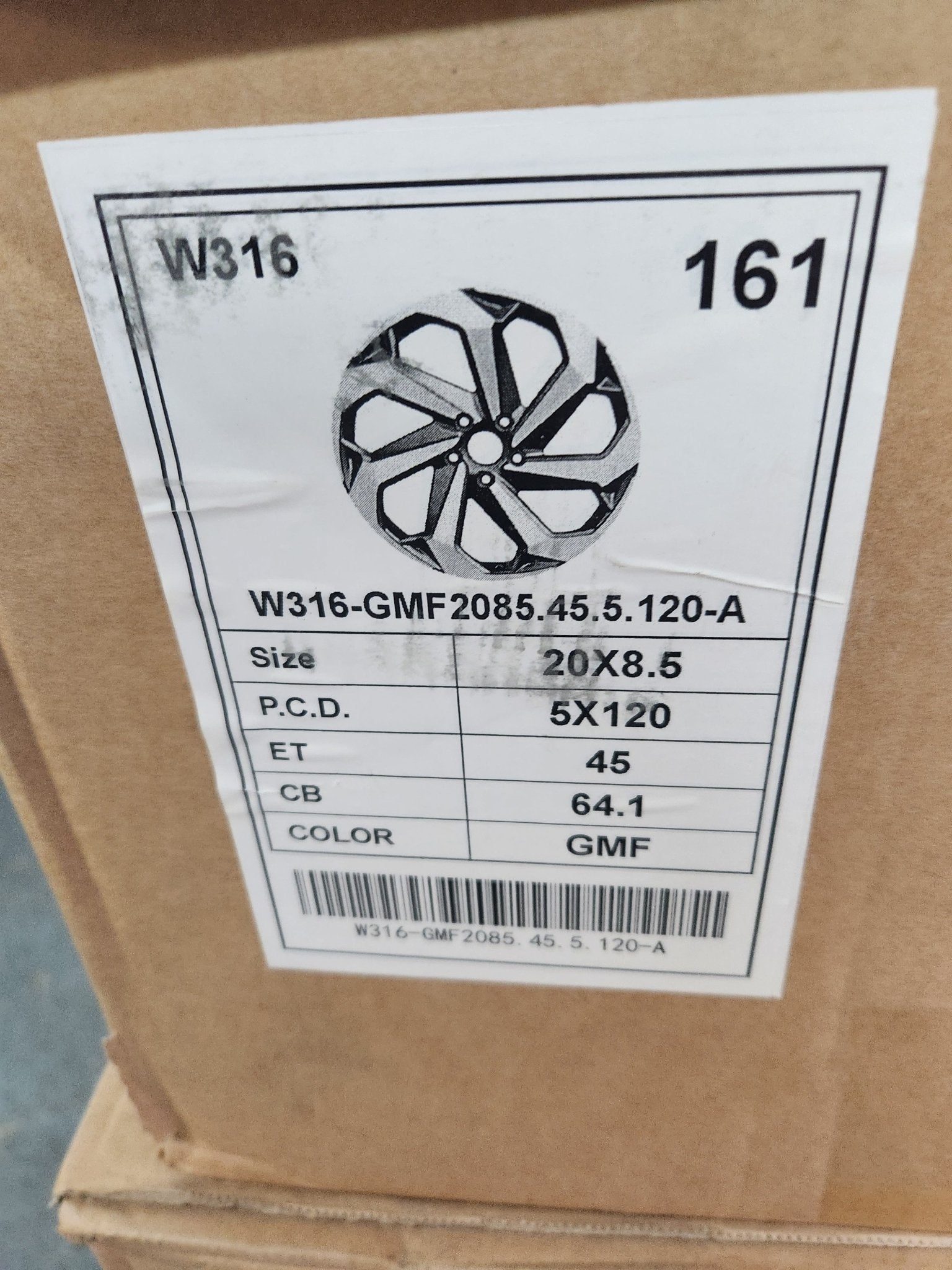 W316 20x8 5x120 GUN METAL MACHINED FACE