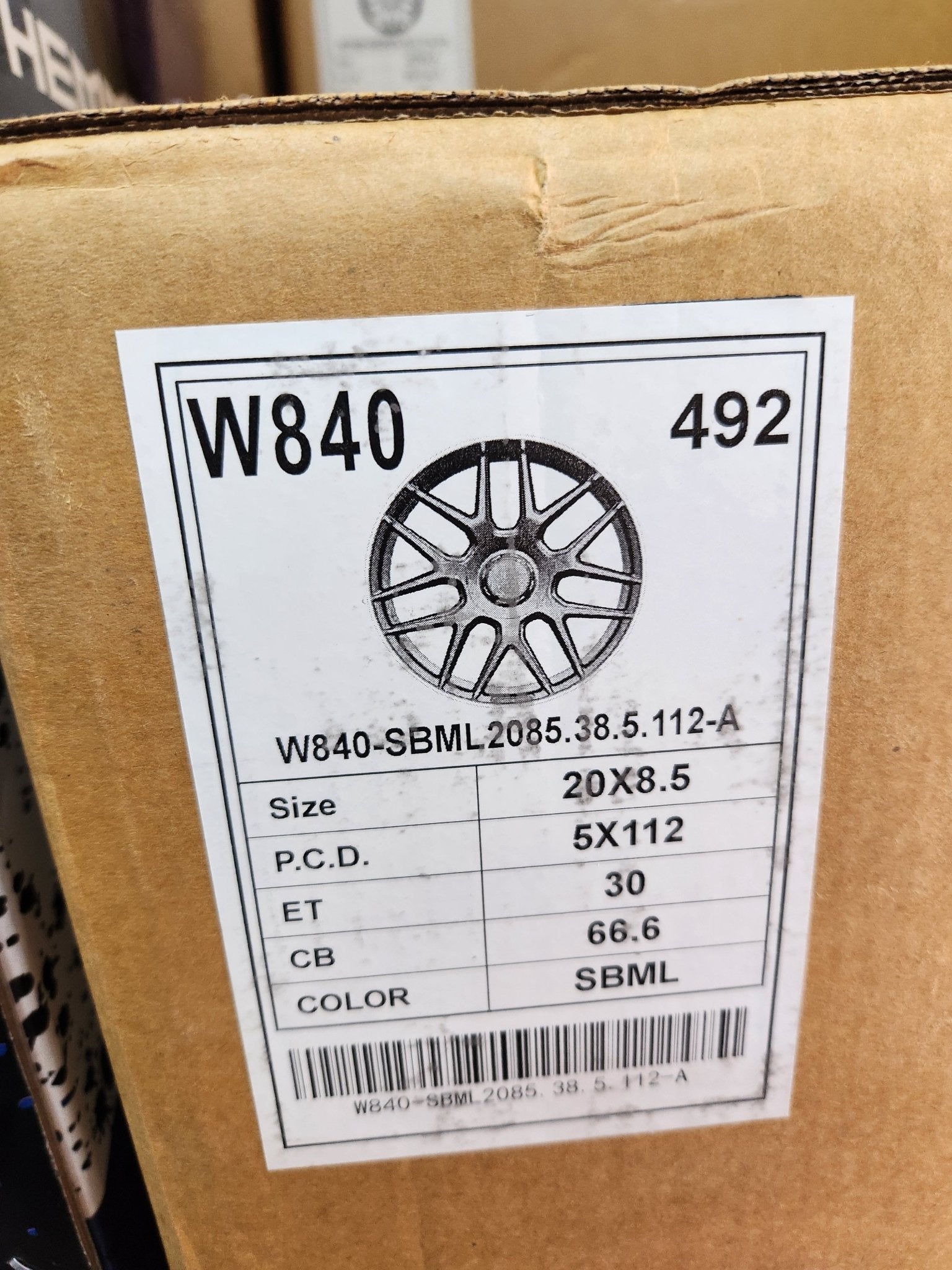 W840 WHEELS 20X8.5 5X112 SATIN BLACK MACHINED LIP