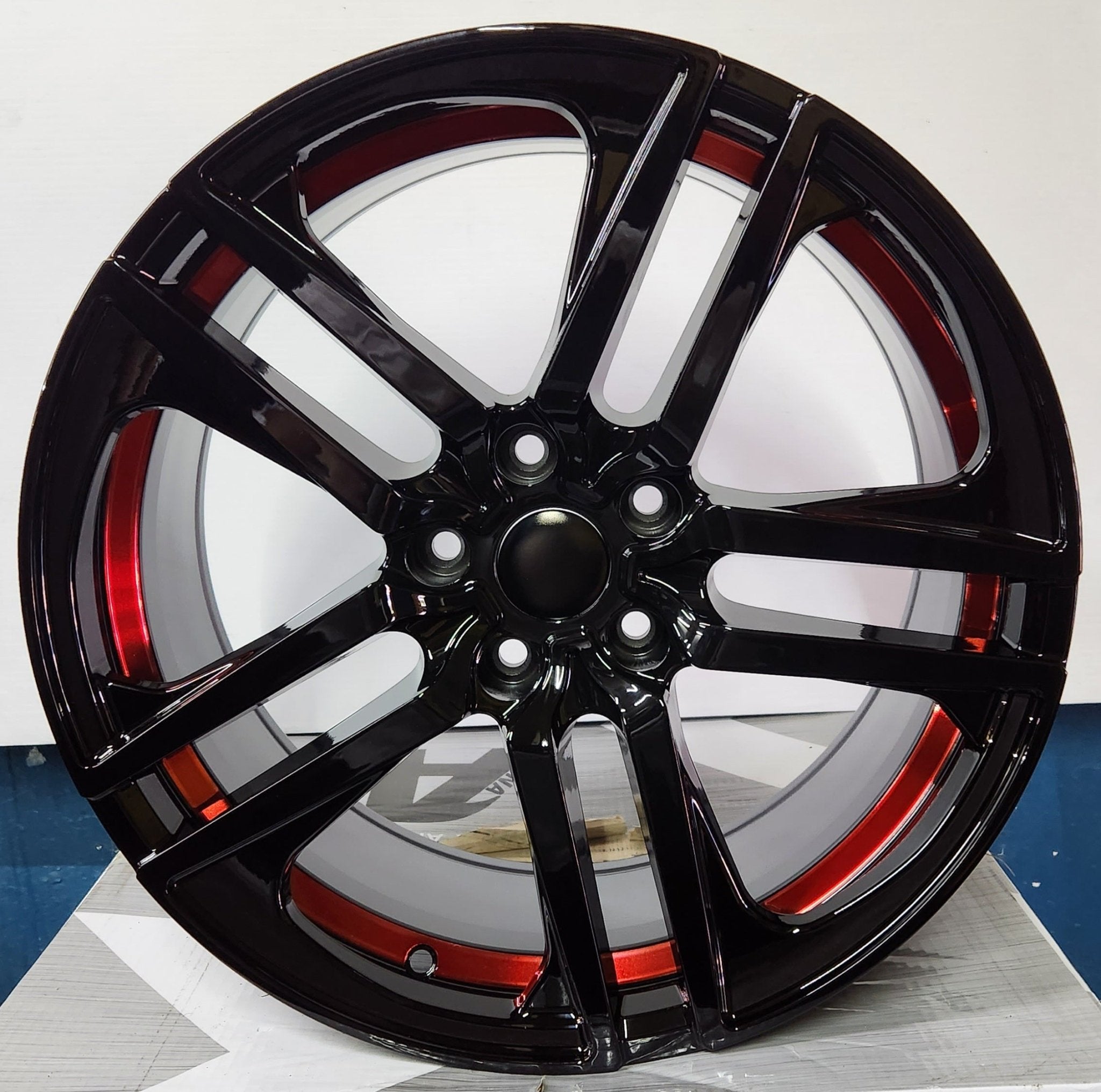 RAPIDASH PW RD14 18x8 5x114.3 PIANO BLACK RED UNDER CUT