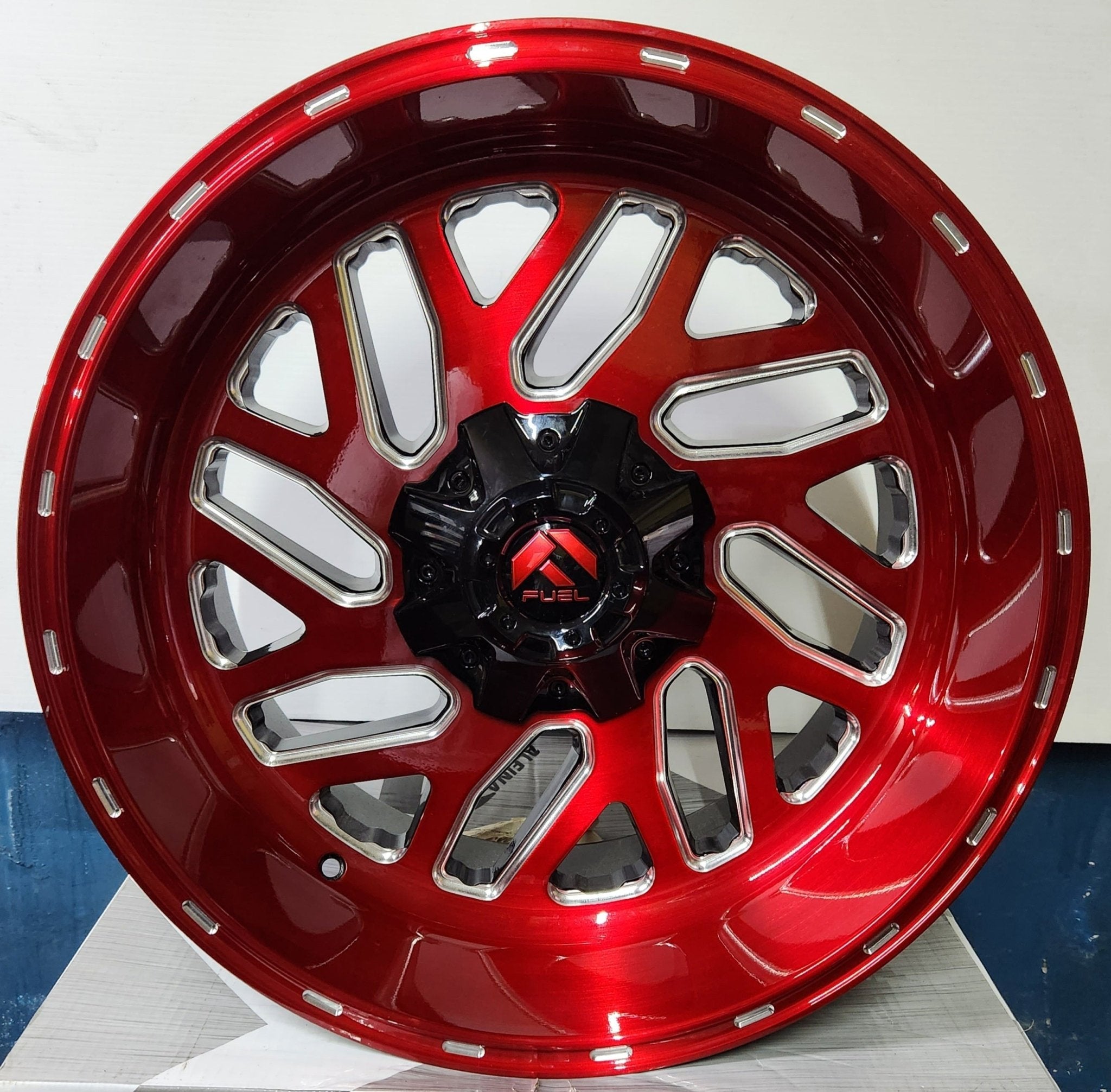 FUEL 691 20X10 5X114.3 5X127 GLOSS BLACK BRUSHED CANDY RED MILLED