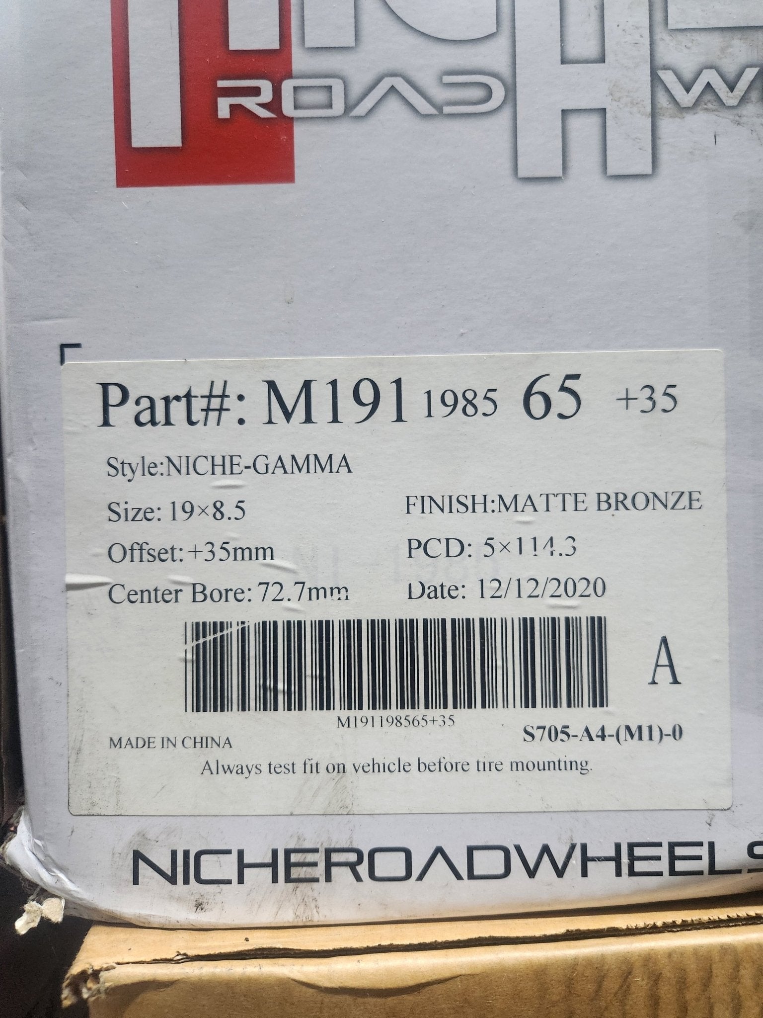 NICHE M191 19X8.5 5X114.5 MATTE BRONZE