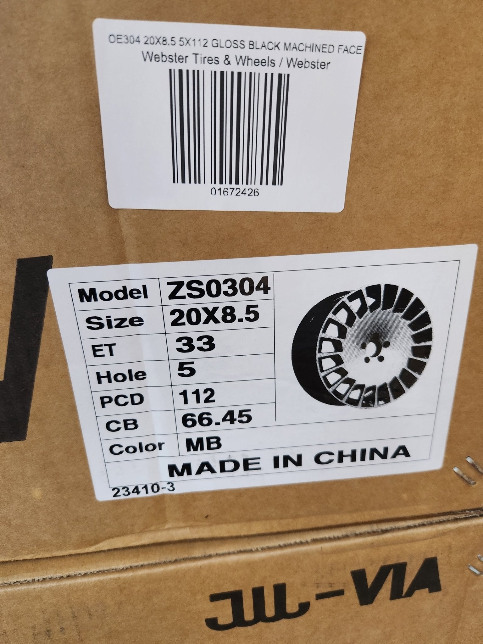 OE304 20x8.5 5x112 GLOSS BLACK MACHINED FACE