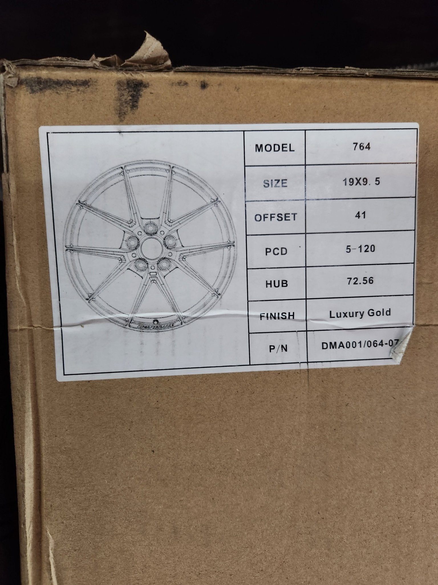 764 WHEELS 19X9.5 5X120 LUXURY GOLD