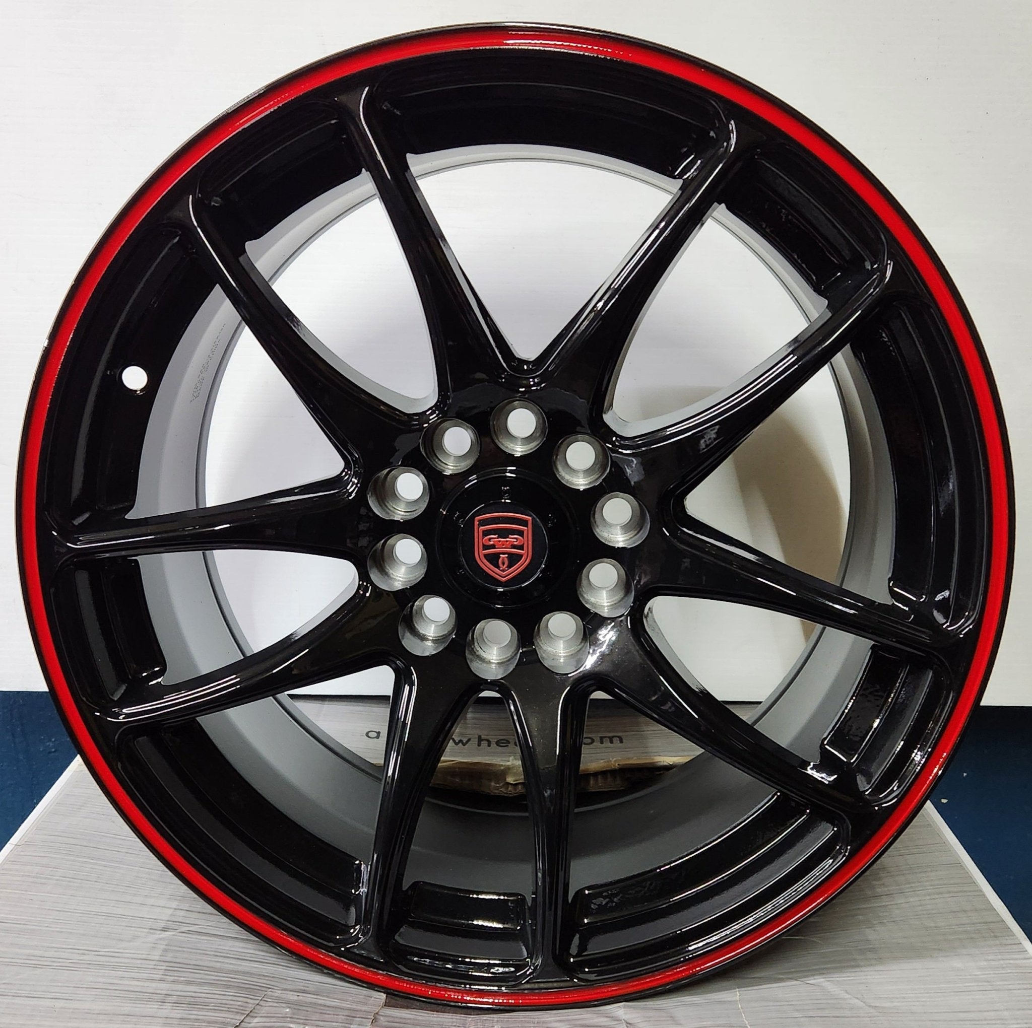 GWG NS3 17x8.0 5x114.3 - 5x120 GLOSS BLACK RED STRIPE