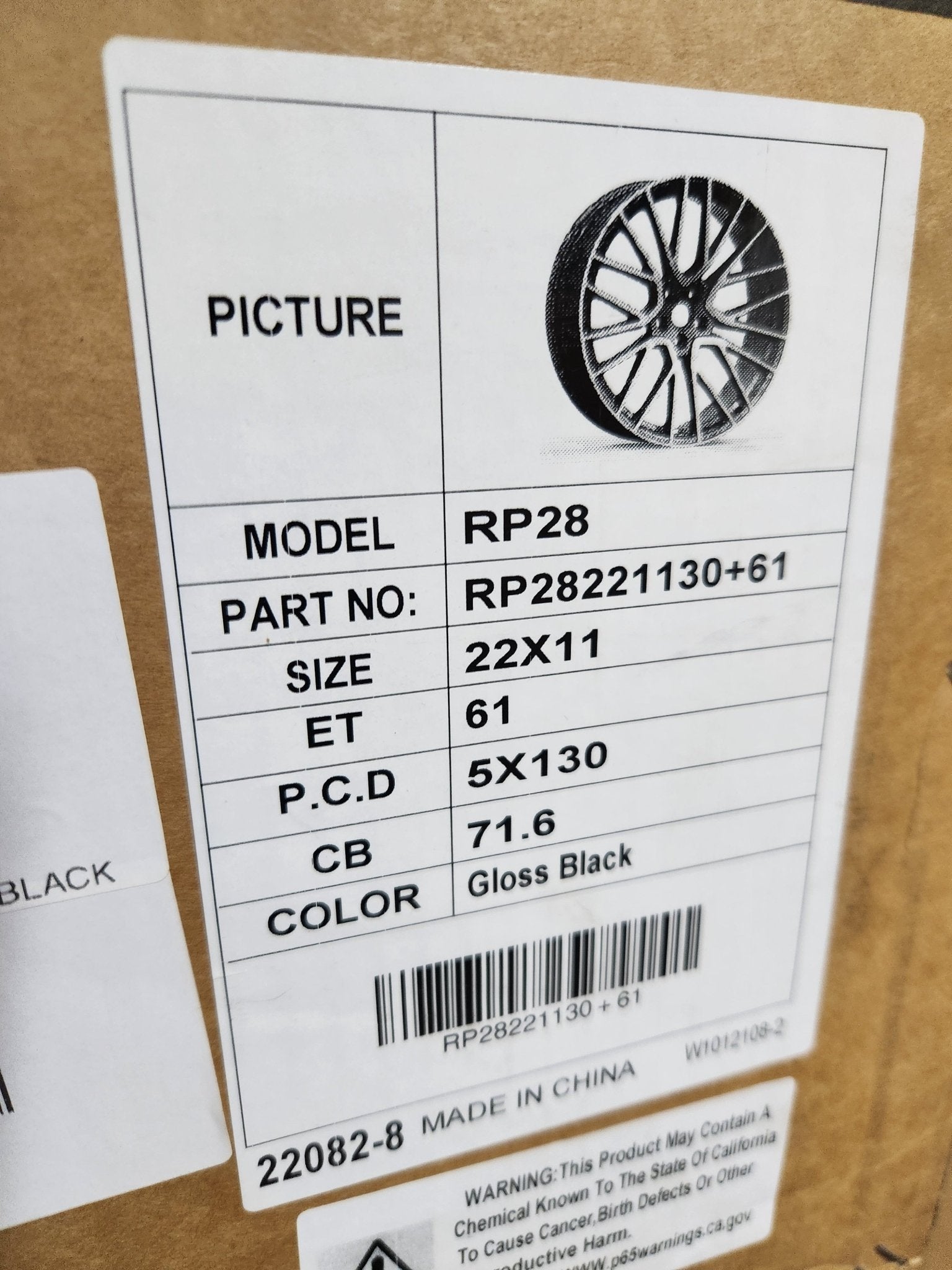 RP28 22X11 5X130 GLOSS BLACK