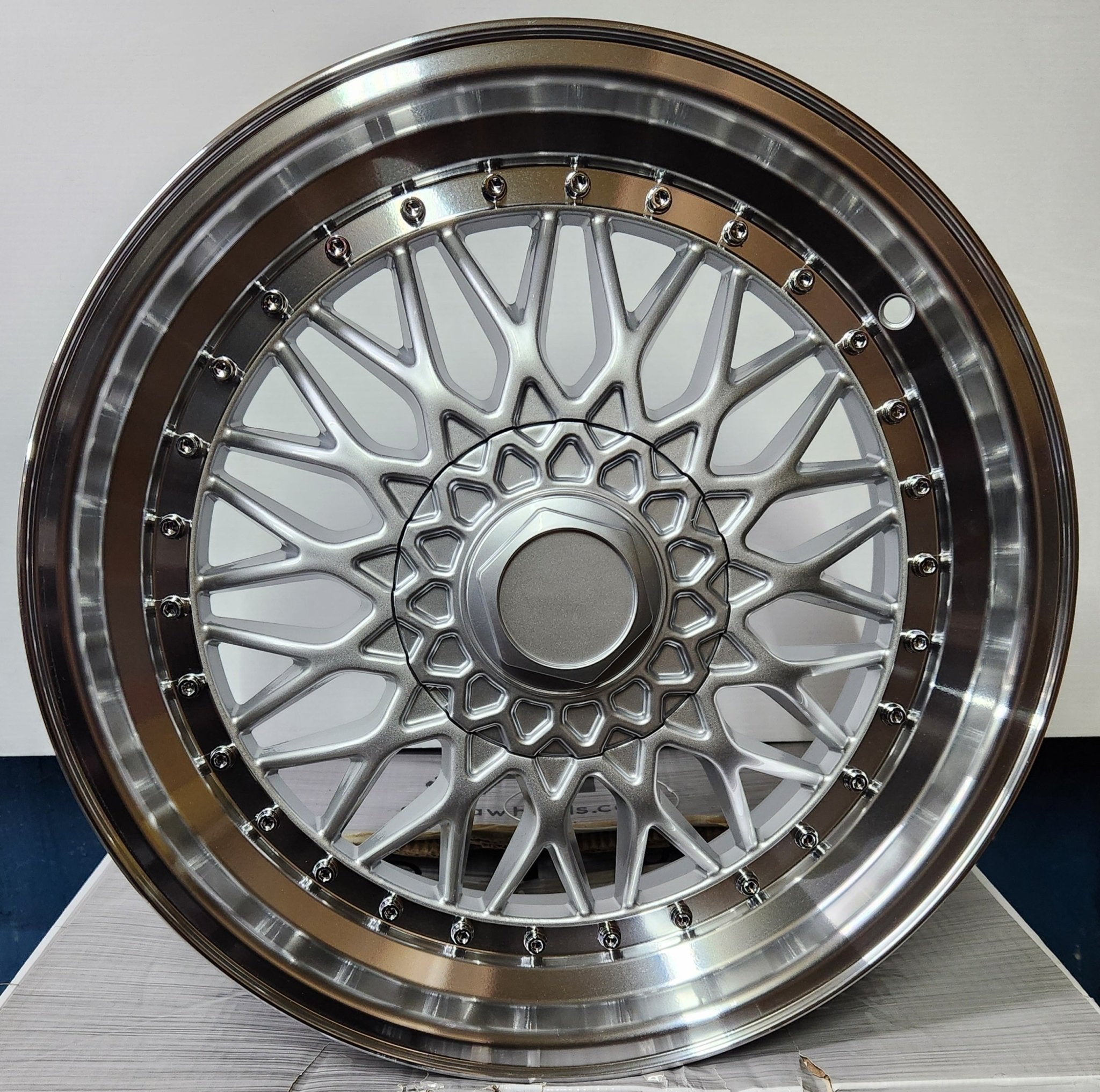 SUPER RS1022 17x7.5 5x100 5x114.3 5x112 SILVER MACHINED LIP CHROME RIVETS