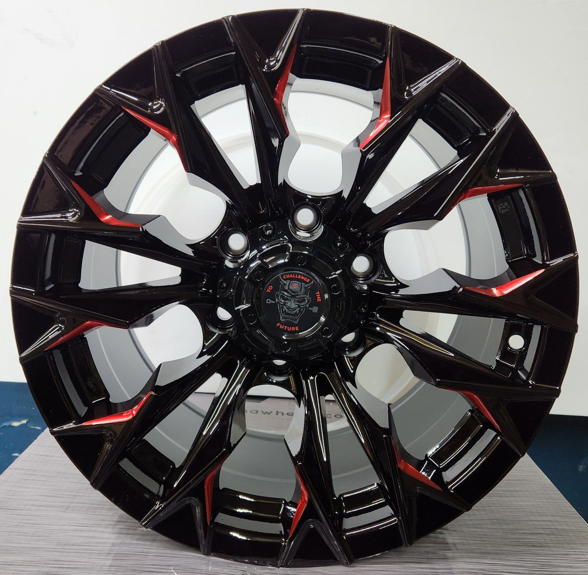 SHOGUN-JT2276 16x8.5 6x139.7 GLOSS BLACK WITH RED MILLED
