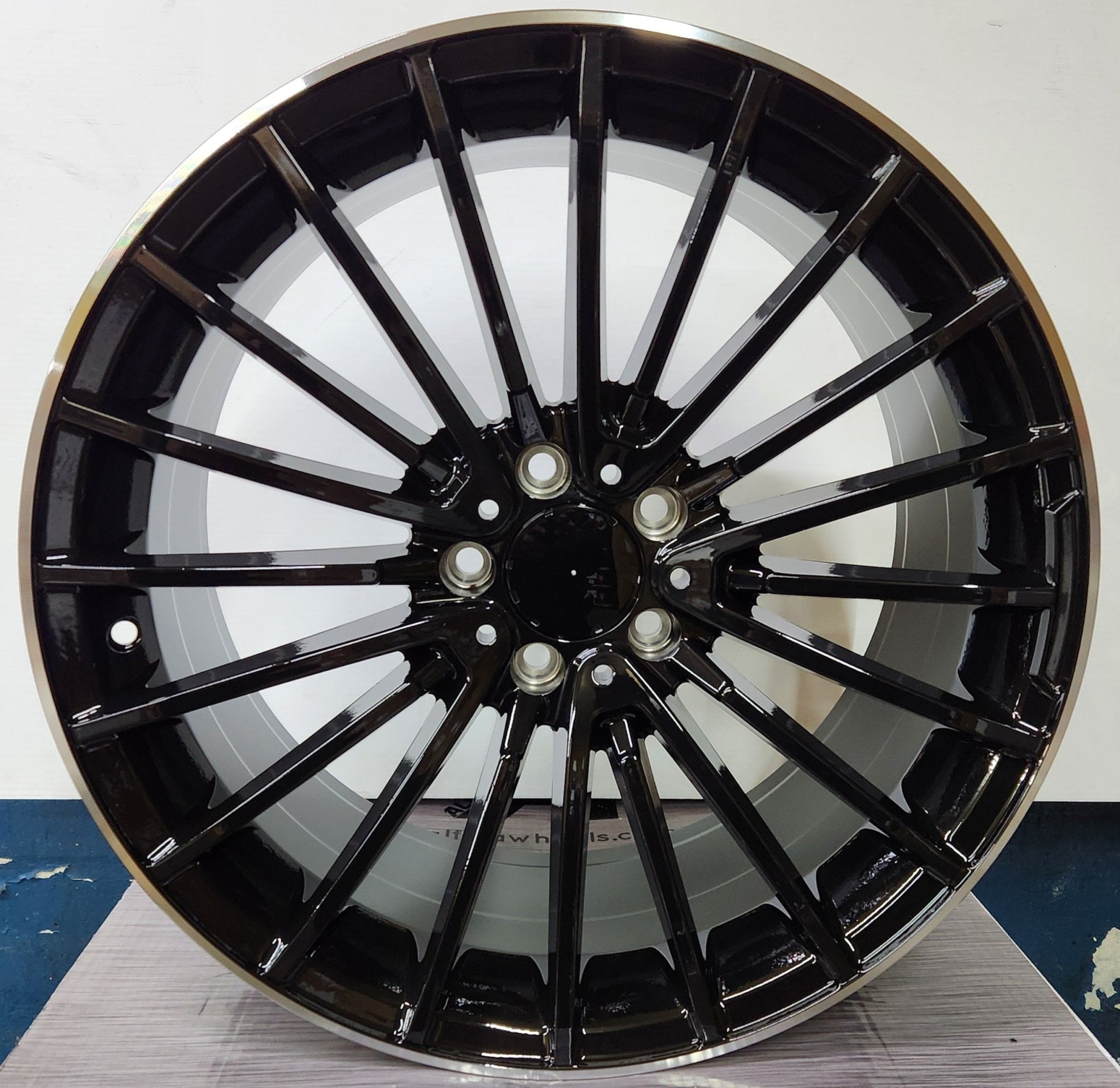 OE-0235 19x8.5 5x112 GLOSS BLACK MACHINED LIPS
