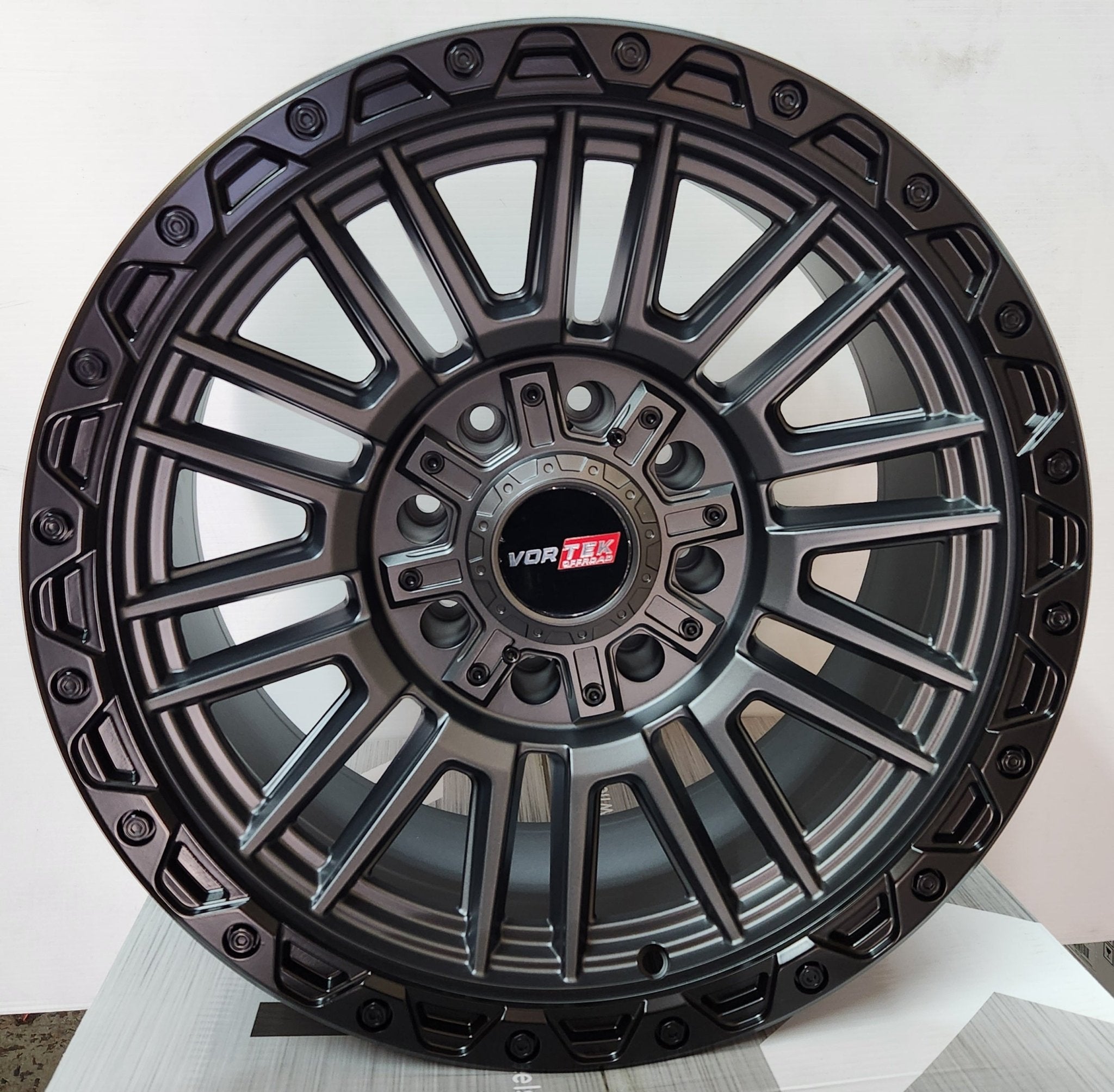 VORTEK VRT-604 20X9.5 8X165 8X170 MATTE TITANIUM BLK BEAD RING