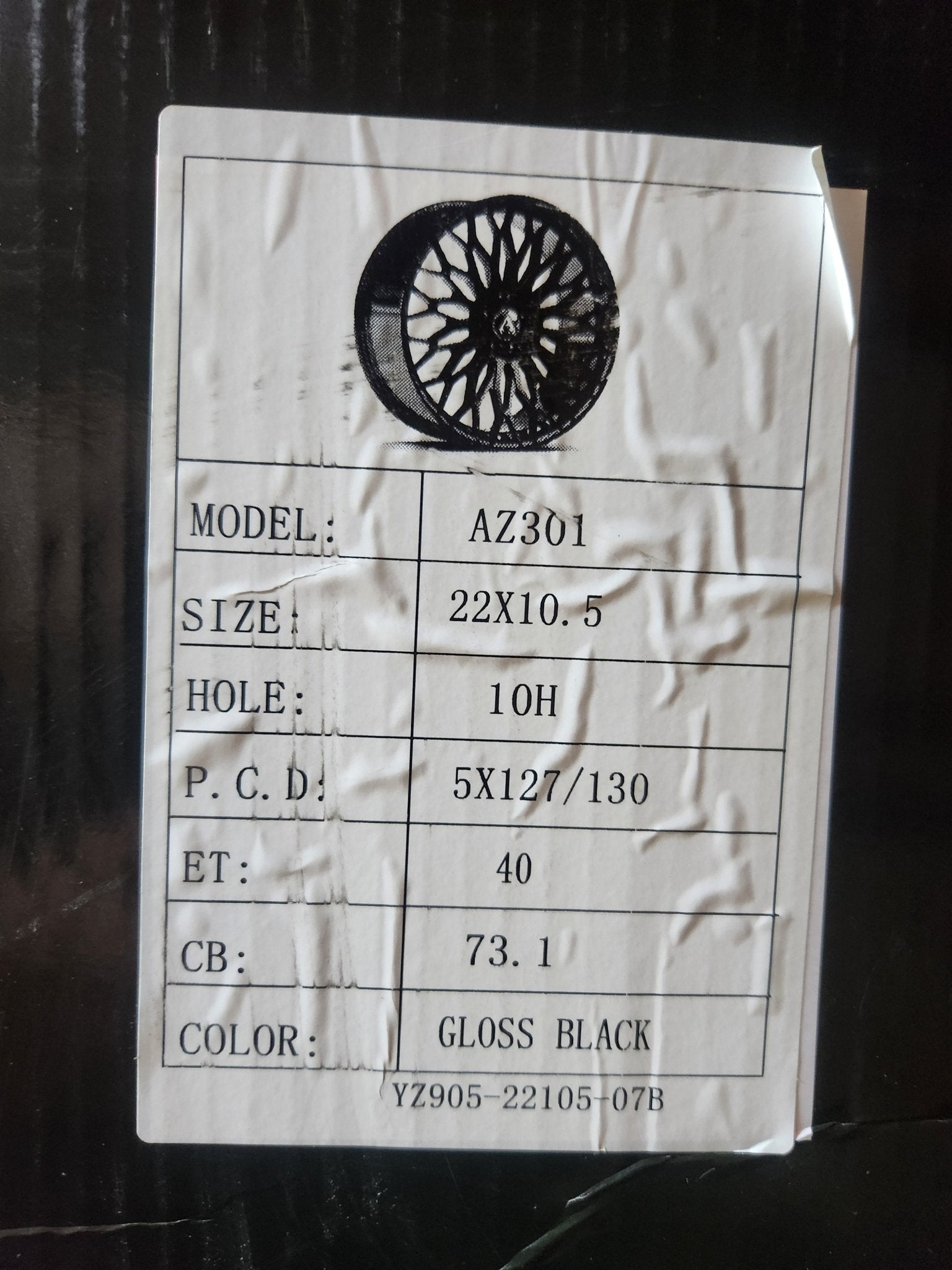 AZAD 301 22X10.5 5X127 5X130 GLOSS BLACK